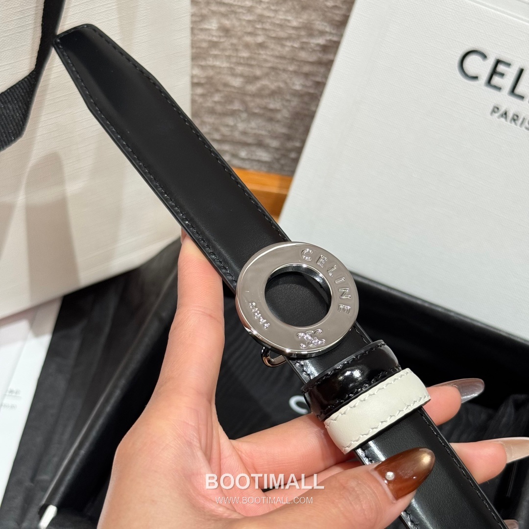 Celine Disc Taurillon Leather Reversible Belt with Disc Buckle Gold-Plated 셀린느 디스크 토릴론 레더 리버서블 벨트 디스크 버클 황동 베이스 금도금 2.5cm 7