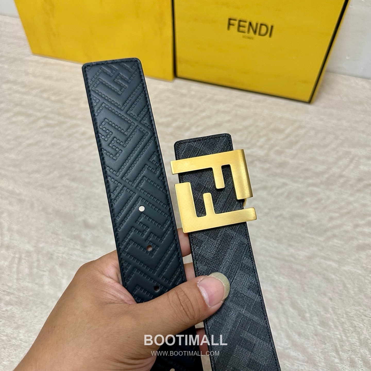 Fendi FF Cuoio Romano Calfskin Reversible Belt with FF Logo Buckle Palladium 펜디 FF 쿠오이오 로마노 카프스킨 리버서블 벨트 FF 로고 버클 황동 베이스 팔라듐 피니시 4.0cm 3