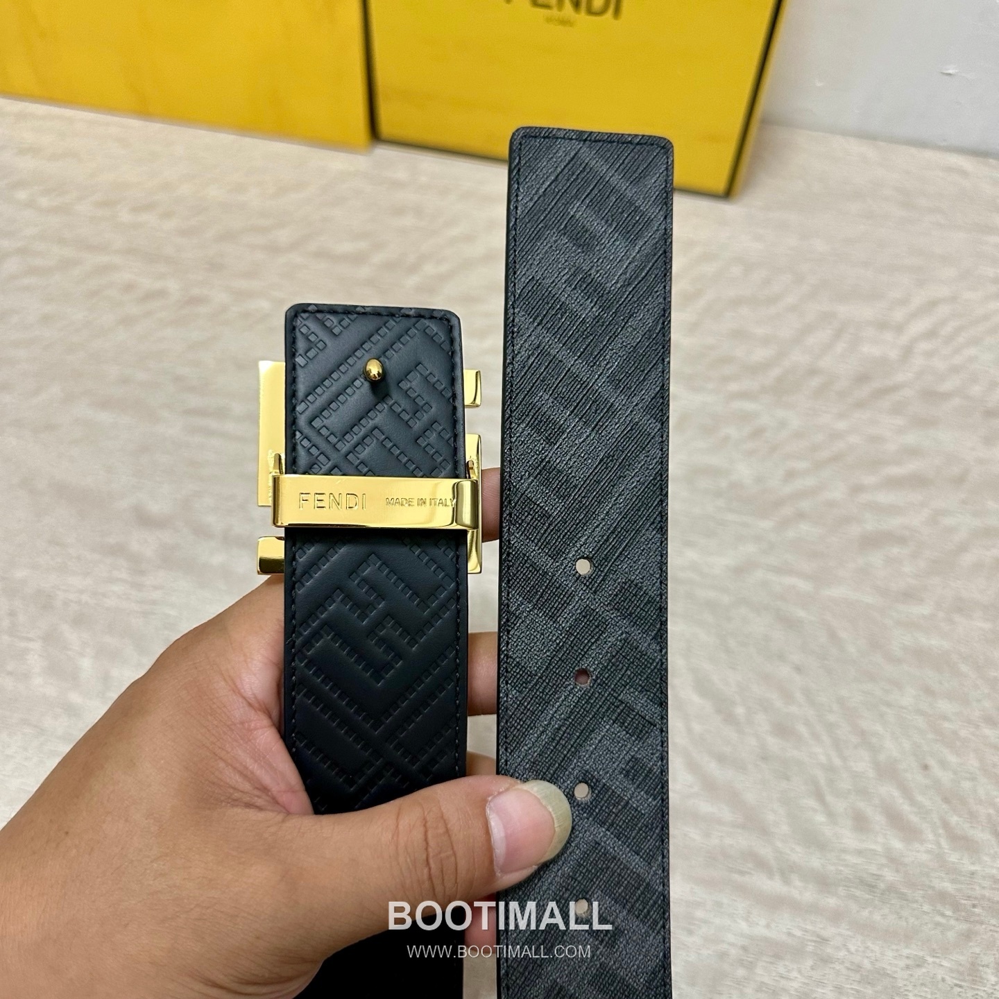 Fendi FF Cuoio Romano Calfskin Reversible Belt with FF Logo Buckle Palladium 펜디 FF 쿠오이오 로마노 카프스킨 리버서블 벨트 FF 로고 버클 황동 베이스 팔라듐 피니시 4.0cm 4