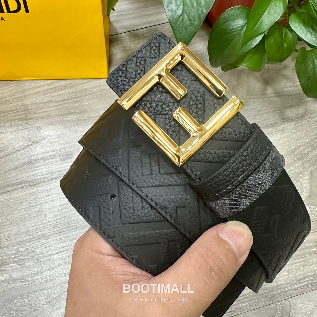 Fendi FF Cuoio Romano Calfskin Reversible Belt with FF Logo Buckle Palladium 펜디 FF 쿠오이오 로마노 카프스킨 리버서블 벨트 FF 로고 버클 황동 베이스 팔라듐 피니시 4.0cm 1