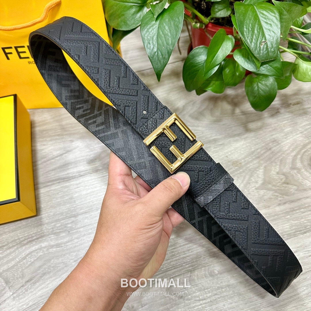 Fendi FF Cuoio Romano Calfskin Reversible Belt with FF Logo Buckle Palladium 펜디 FF 쿠오이오 로마노 카프스킨 리버서블 벨트 FF 로고 버클 황동 베이스 팔라듐 피니시 4.0cm 3