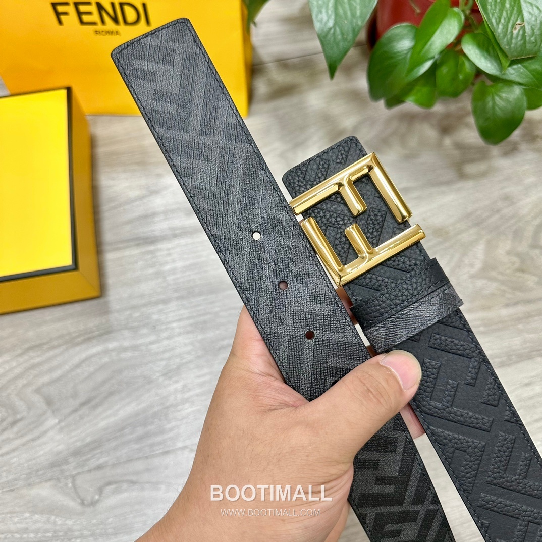 Fendi FF Cuoio Romano Calfskin Reversible Belt with FF Logo Buckle Palladium 펜디 FF 쿠오이오 로마노 카프스킨 리버서블 벨트 FF 로고 버클 황동 베이스 팔라듐 피니시 4.0cm 4