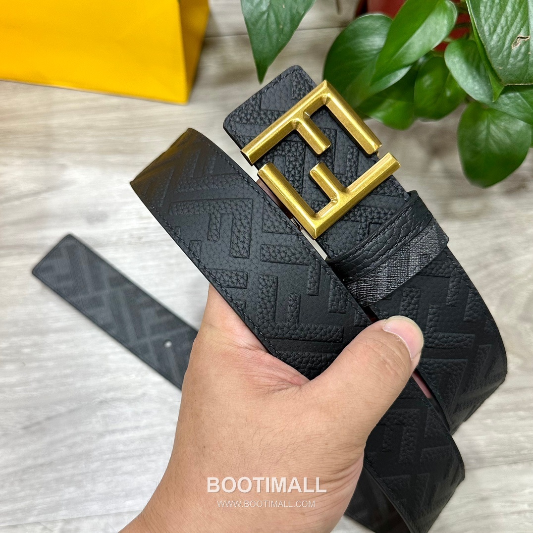 Fendi FF Cuoio Romano Calfskin Reversible Belt with FF Logo Buckle Palladium 펜디 FF 쿠오이오 로마노 카프스킨 리버서블 벨트 FF 로고 버클 황동 베이스 팔라듐 피니시 4.0cm 2
