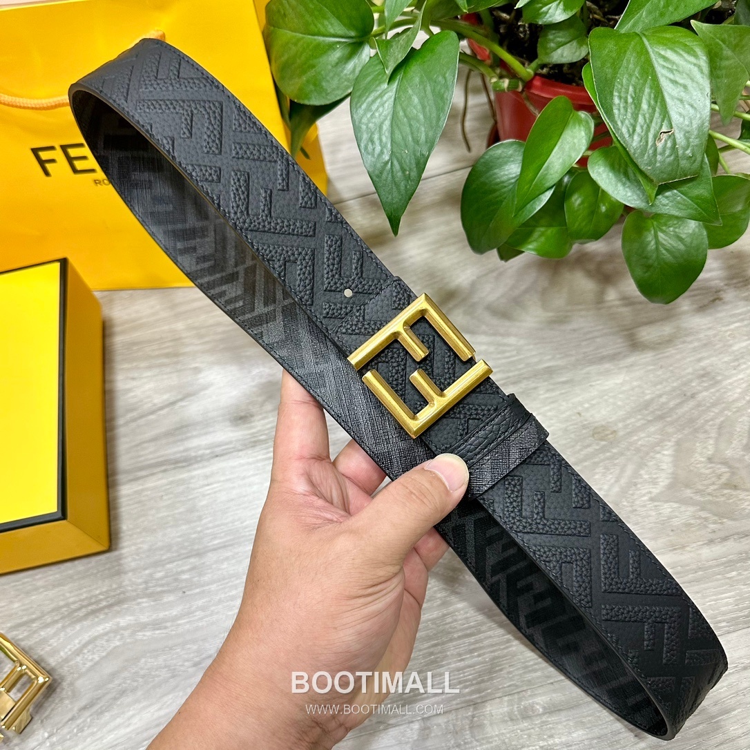 Fendi FF Cuoio Romano Calfskin Reversible Belt with FF Logo Buckle Palladium 펜디 FF 쿠오이오 로마노 카프스킨 리버서블 벨트 FF 로고 버클 황동 베이스 팔라듐 피니시 4.0cm 3