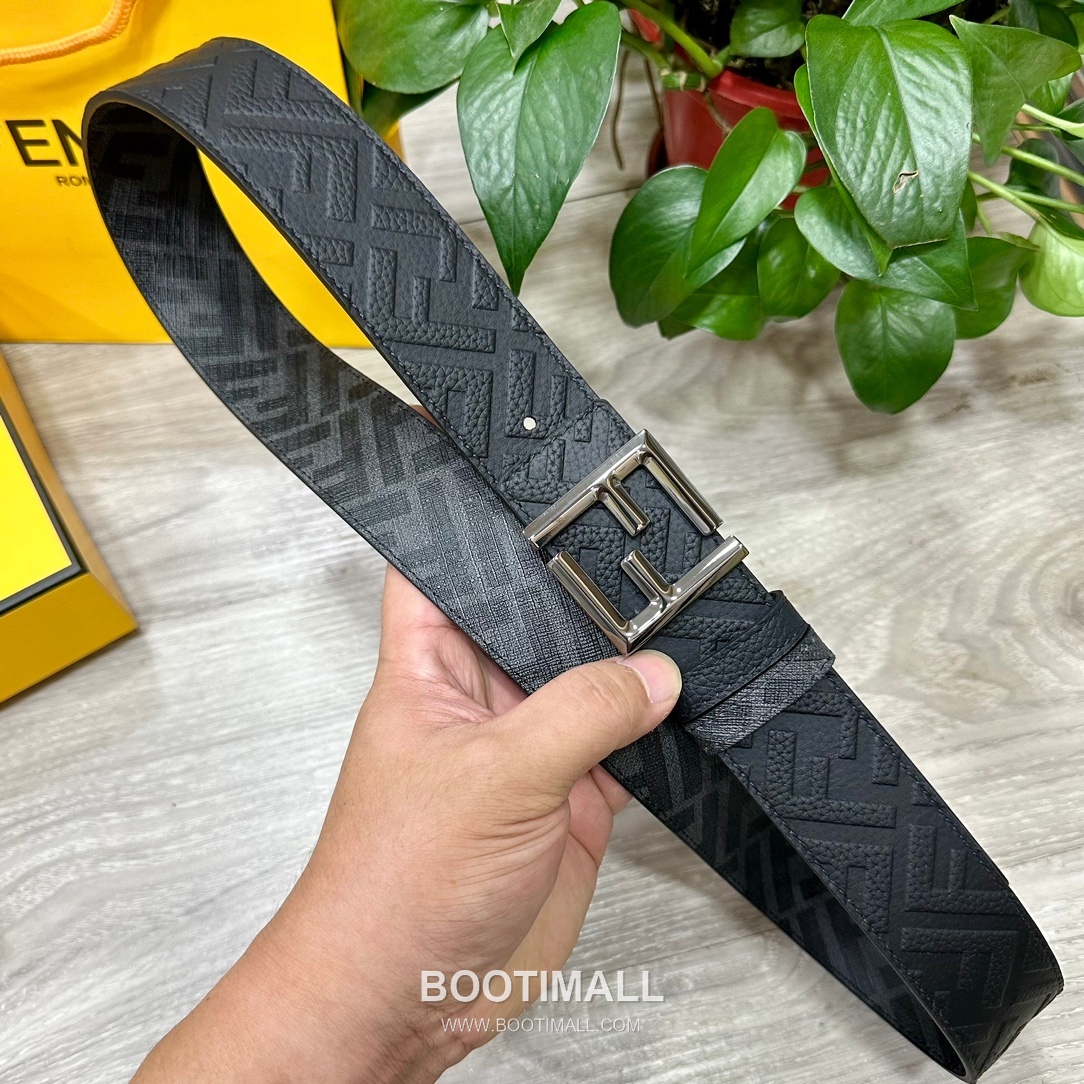 Fendi FF Cuoio Romano Calfskin Reversible Belt with FF Logo Buckle Palladium 펜디 FF 쿠오이오 로마노 카프스킨 리버서블 벨트 FF 로고 버클 황동 베이스 팔라듐 피니시 4.0cm 3