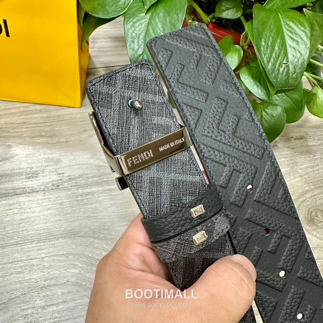 Fendi FF Cuoio Romano Calfskin Reversible Belt with FF Logo Buckle Palladium 펜디 FF 쿠오이오 로마노 카프스킨 리버서블 벨트 FF 로고 버클 황동 베이스 팔라듐 피니시 4.0cm 5
