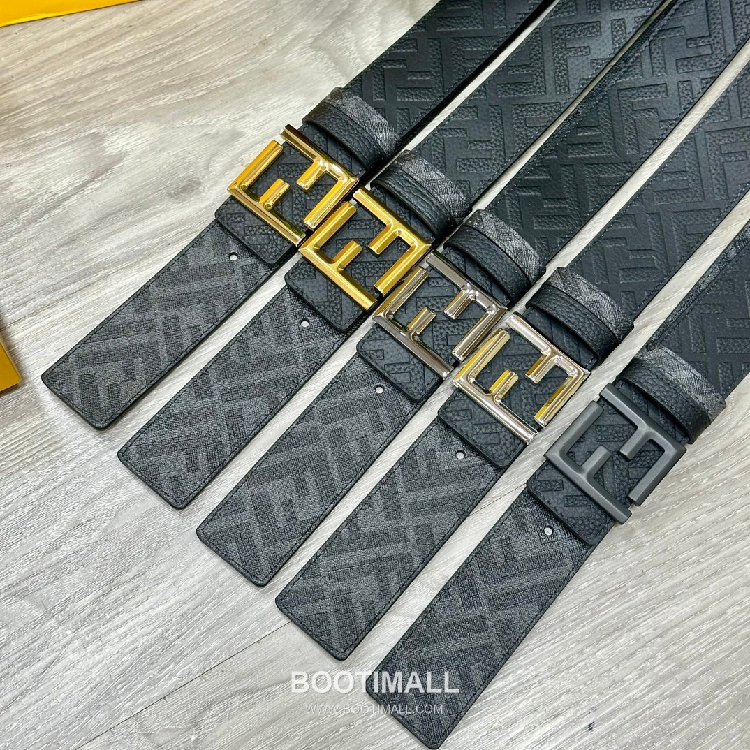 Fendi FF Cuoio Romano Calfskin Reversible Belt with FF Logo Buckle Palladium 펜디 FF 쿠오이오 로마노 카프스킨 리버서블 벨트 FF 로고 버클 황동 베이스 팔라듐 피니시 4.0cm 6