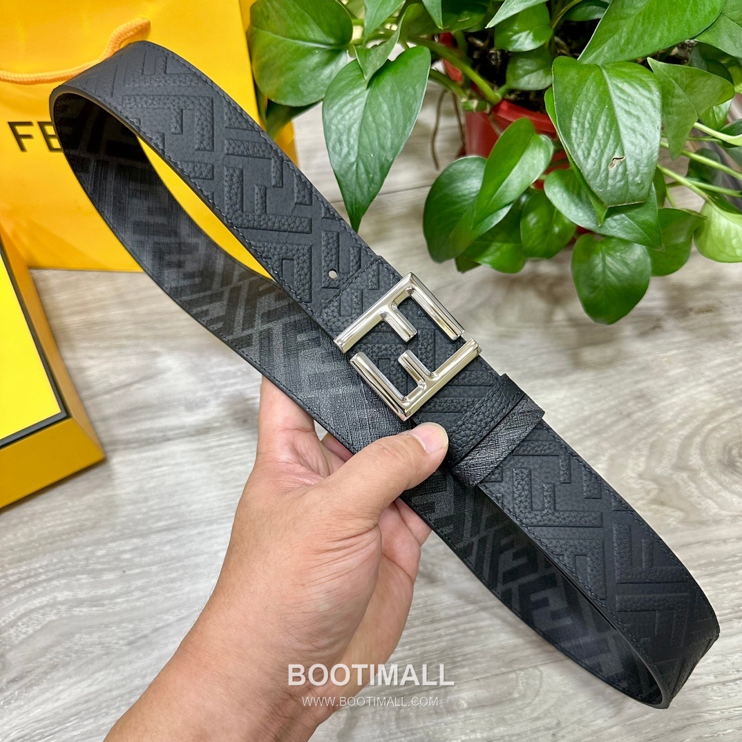 Fendi FF Cuoio Romano Calfskin Reversible Belt with FF Logo Buckle Palladium 펜디 FF 쿠오이오 로마노 카프스킨 리버서블 벨트 FF 로고 버클 황동 베이스 팔라듐 피니시 4.0cm 3