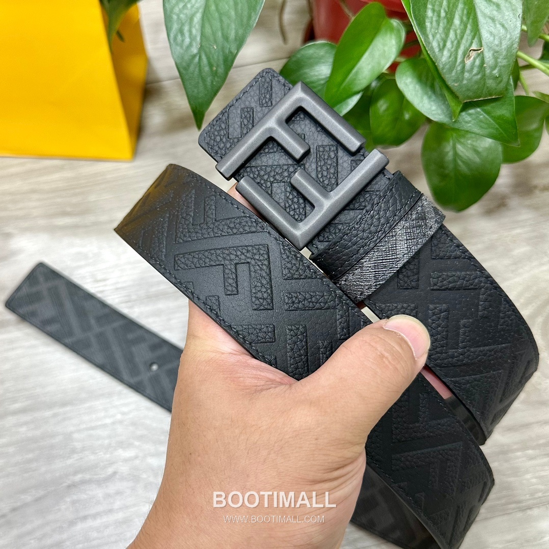 Fendi FF Cuoio Romano Calfskin Reversible Belt with FF Logo Buckle Palladium 펜디 FF 쿠오이오 로마노 카프스킨 리버서블 벨트 FF 로고 버클 황동 베이스 팔라듐 피니시 4.0cm 2