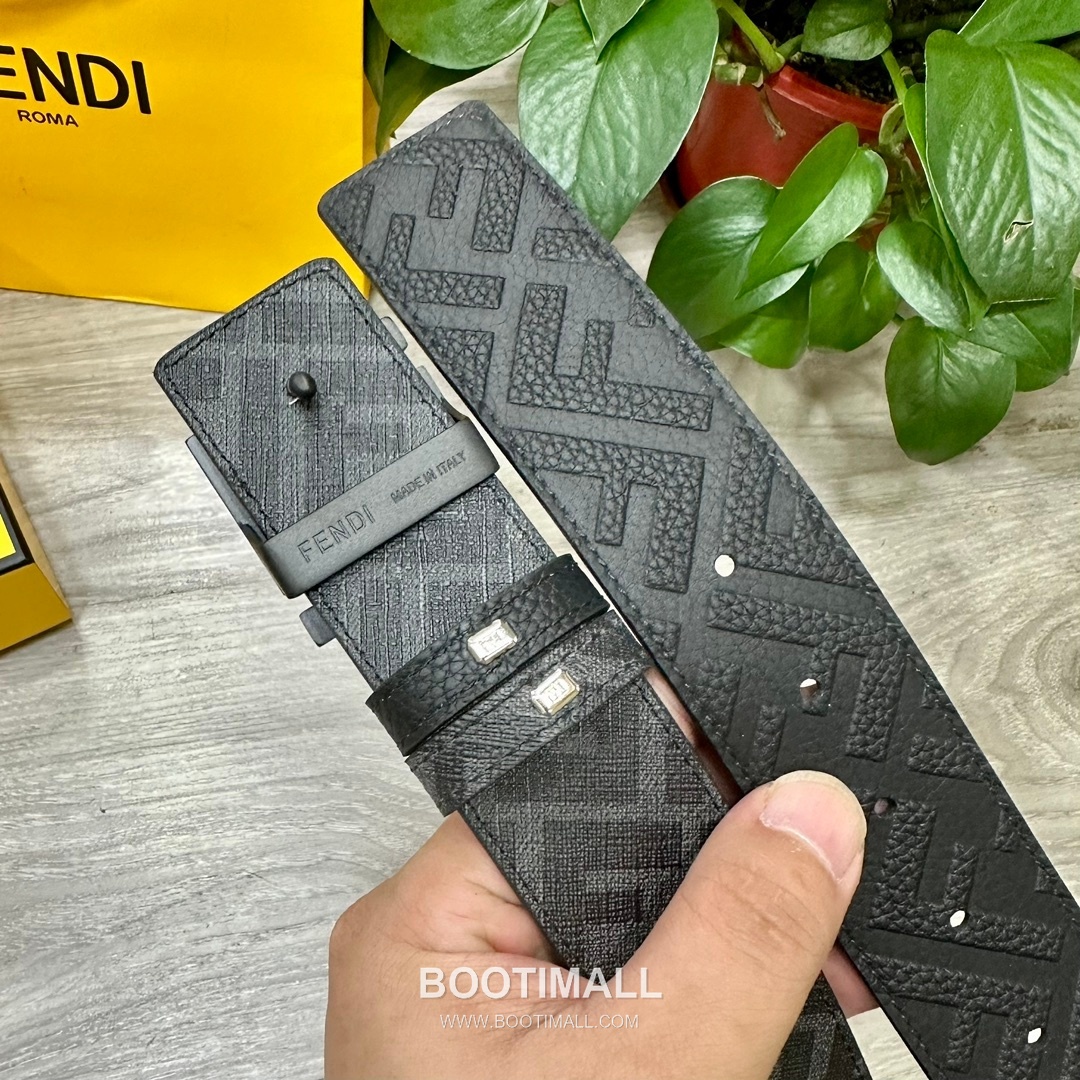 Fendi FF Cuoio Romano Calfskin Reversible Belt with FF Logo Buckle Palladium 펜디 FF 쿠오이오 로마노 카프스킨 리버서블 벨트 FF 로고 버클 황동 베이스 팔라듐 피니시 4.0cm 5