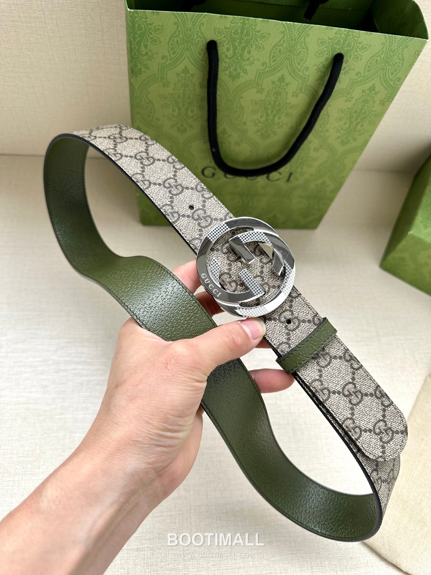 Gucci GG Marmont GG Supreme Canvas Reversible Belt with Double G Buckle Palladium 구찌 GG 마몬트 GG 슈프림 캔버스 리버서블 벨트 더블G 버클 황동 베이스 팔라듐 피니시 3.8cm 6