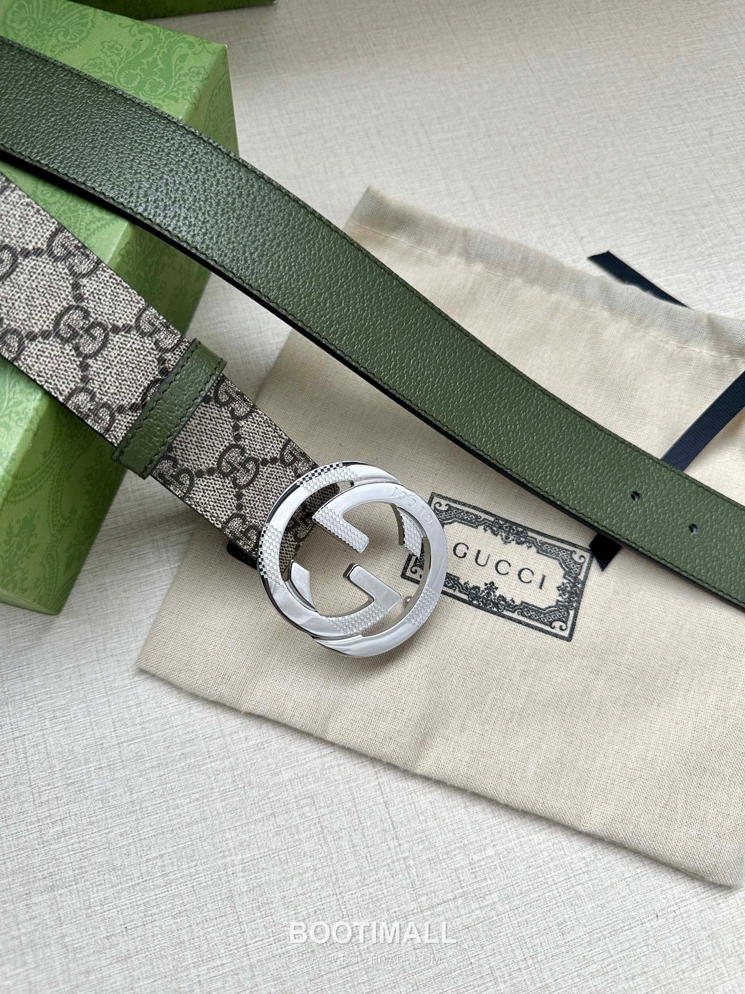 Gucci GG Marmont GG Supreme Canvas Reversible Belt with Double G Buckle Palladium 구찌 GG 마몬트 GG 슈프림 캔버스 리버서블 벨트 더블G 버클 황동 베이스 팔라듐 피니시 3.8cm 8