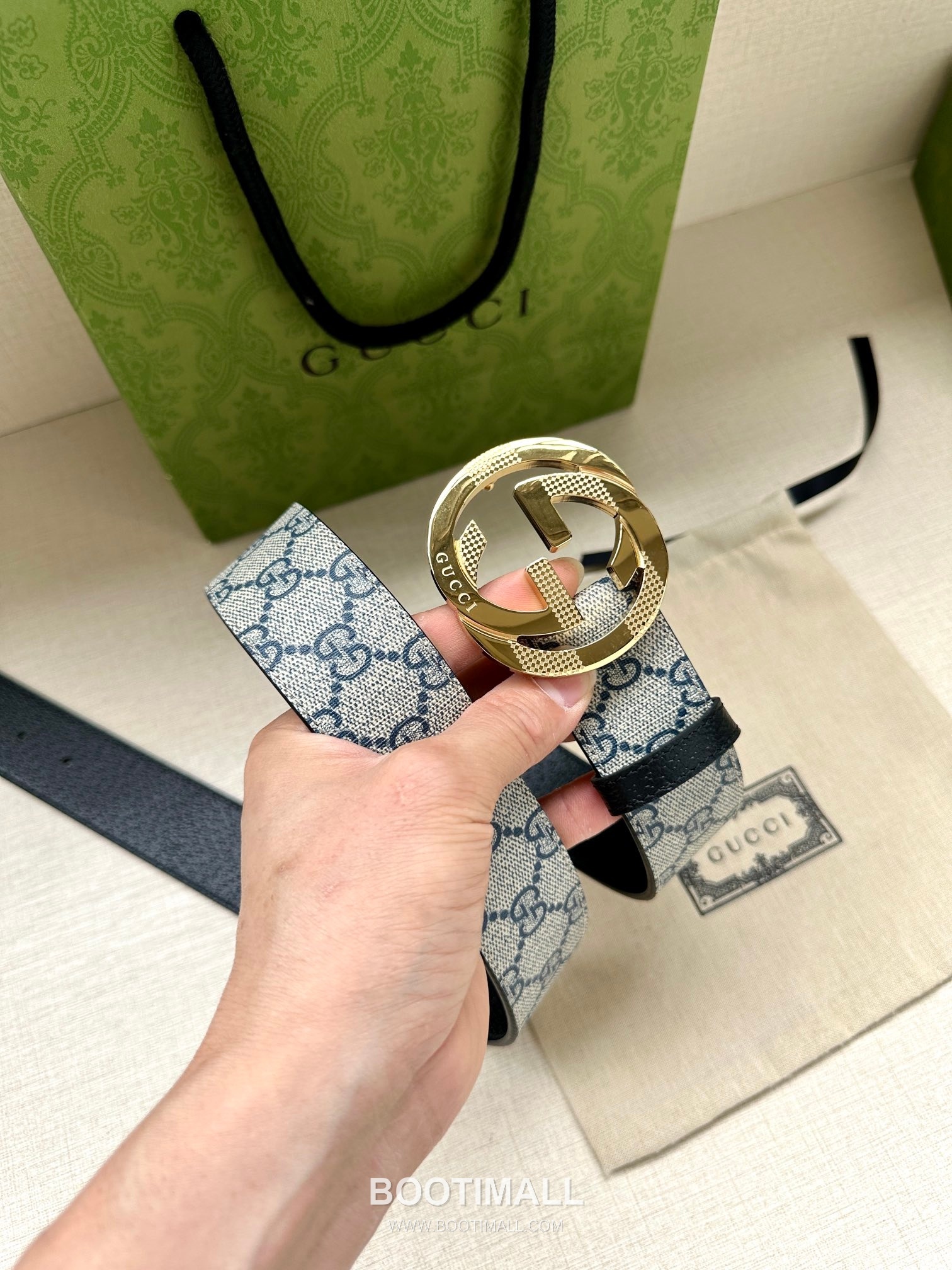 Gucci GG Marmont GG Supreme Canvas Reversible Belt with Double G Buckle Palladium 구찌 GG 마몬트 GG 슈프림 캔버스 리버서블 벨트 더블G 버클 황동 베이스 팔라듐 피니시 3.8cm 7