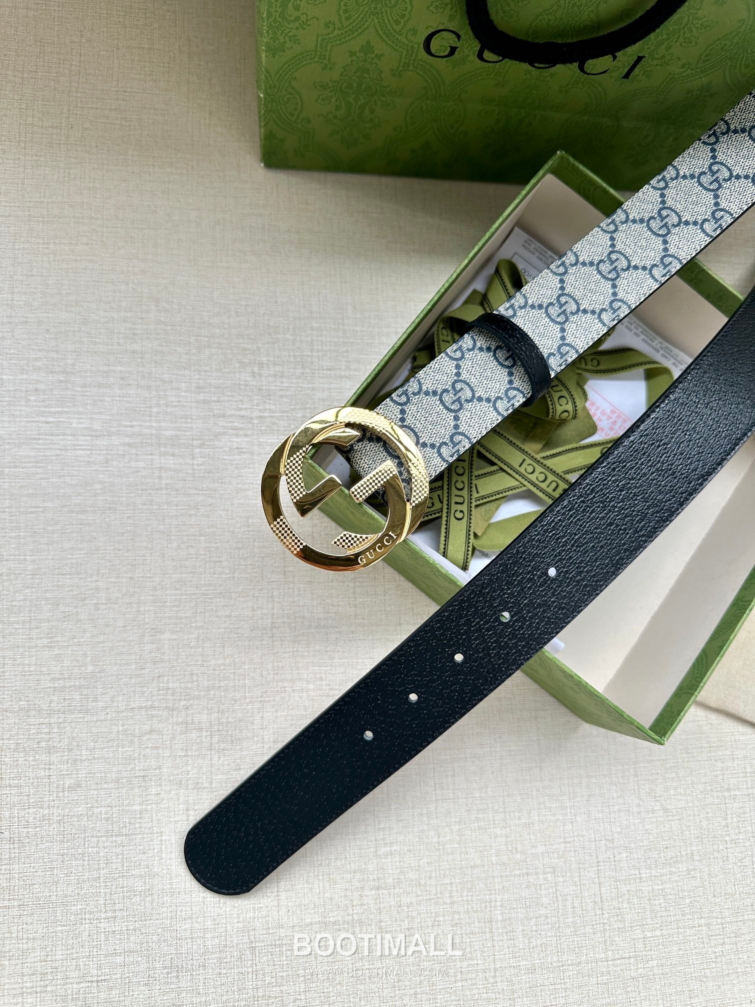 Gucci GG Marmont GG Supreme Canvas Reversible Belt with Double G Buckle Palladium 구찌 GG 마몬트 GG 슈프림 캔버스 리버서블 벨트 더블G 버클 황동 베이스 팔라듐 피니시 3.8cm 9