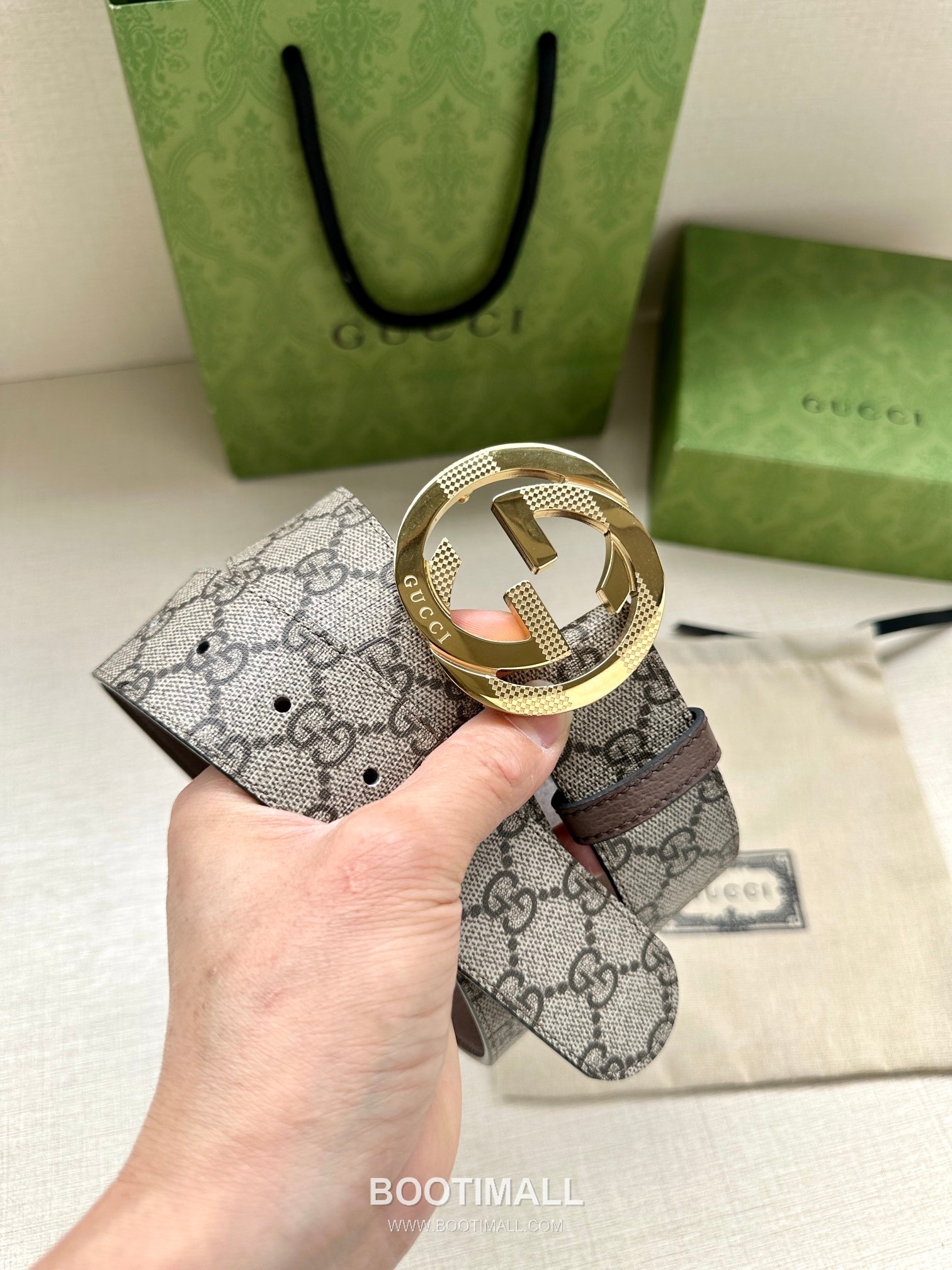 Gucci GG Marmont GG Supreme Canvas Reversible Belt with Double G Buckle Palladium 구찌 GG 마몬트 GG 슈프림 캔버스 리버서블 벨트 더블G 버클 황동 베이스 팔라듐 피니시 3.8cm 4