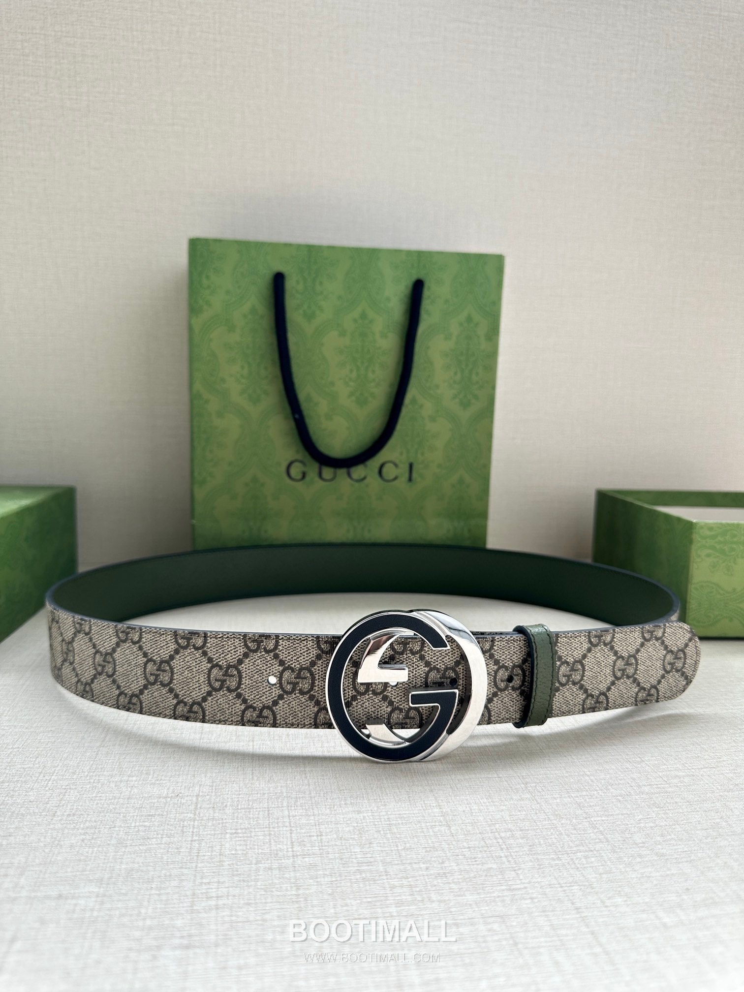 Gucci GG Marmont GG Supreme Canvas Reversible Belt with Double G Buckle Palladium 구찌 GG 마몬트 GG 슈프림 캔버스 리버서블 벨트 더블G 버클 황동 베이스 팔라듐 피니시 3.8cm 5