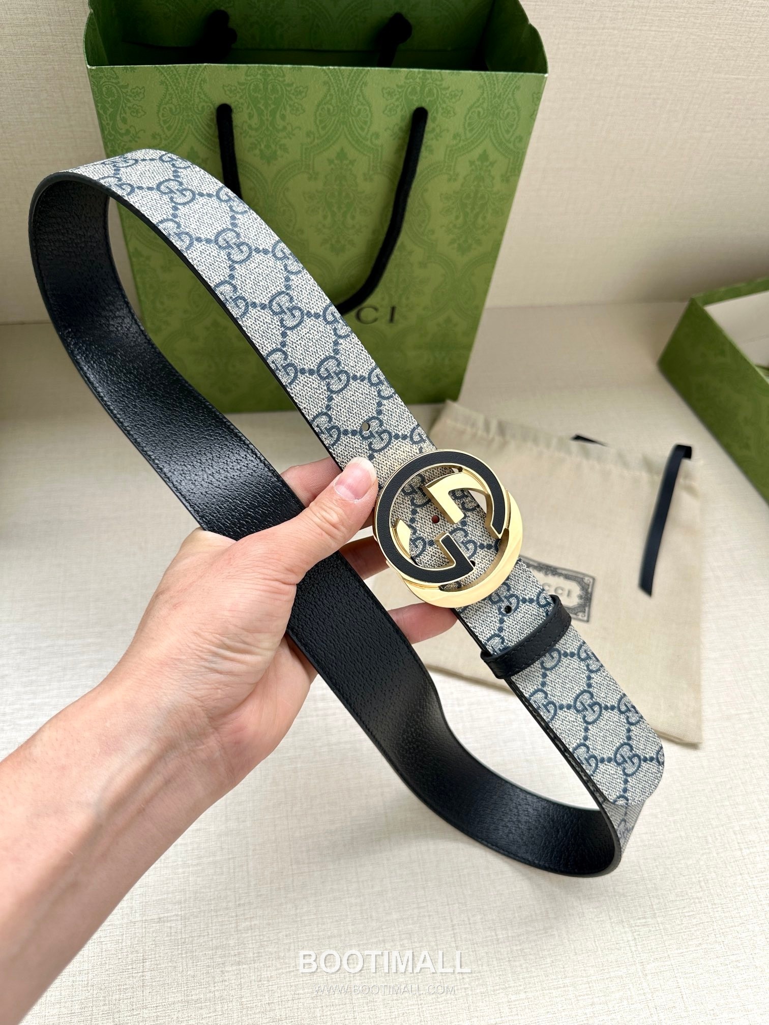 Gucci GG Marmont GG Supreme Canvas Reversible Belt with Double G Buckle Palladium 구찌 GG 마몬트 GG 슈프림 캔버스 리버서블 벨트 더블G 버클 황동 베이스 팔라듐 피니시 3.8cm 6