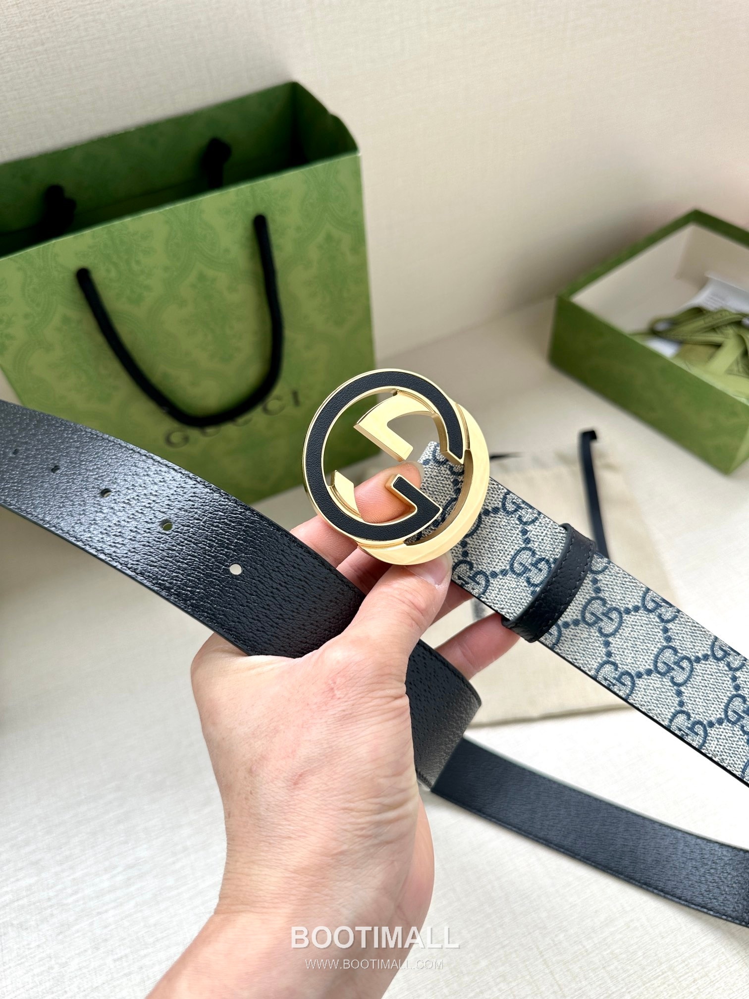 Gucci GG Marmont GG Supreme Canvas Reversible Belt with Double G Buckle Palladium 구찌 GG 마몬트 GG 슈프림 캔버스 리버서블 벨트 더블G 버클 황동 베이스 팔라듐 피니시 3.8cm 8