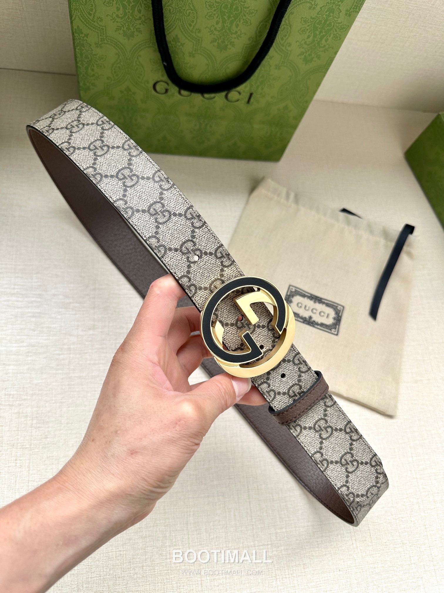 Gucci GG Marmont GG Supreme Canvas Reversible Belt with Double G Buckle Palladium 구찌 GG 마몬트 GG 슈프림 캔버스 리버서블 벨트 더블G 버클 황동 베이스 팔라듐 피니시 3.8cm 1