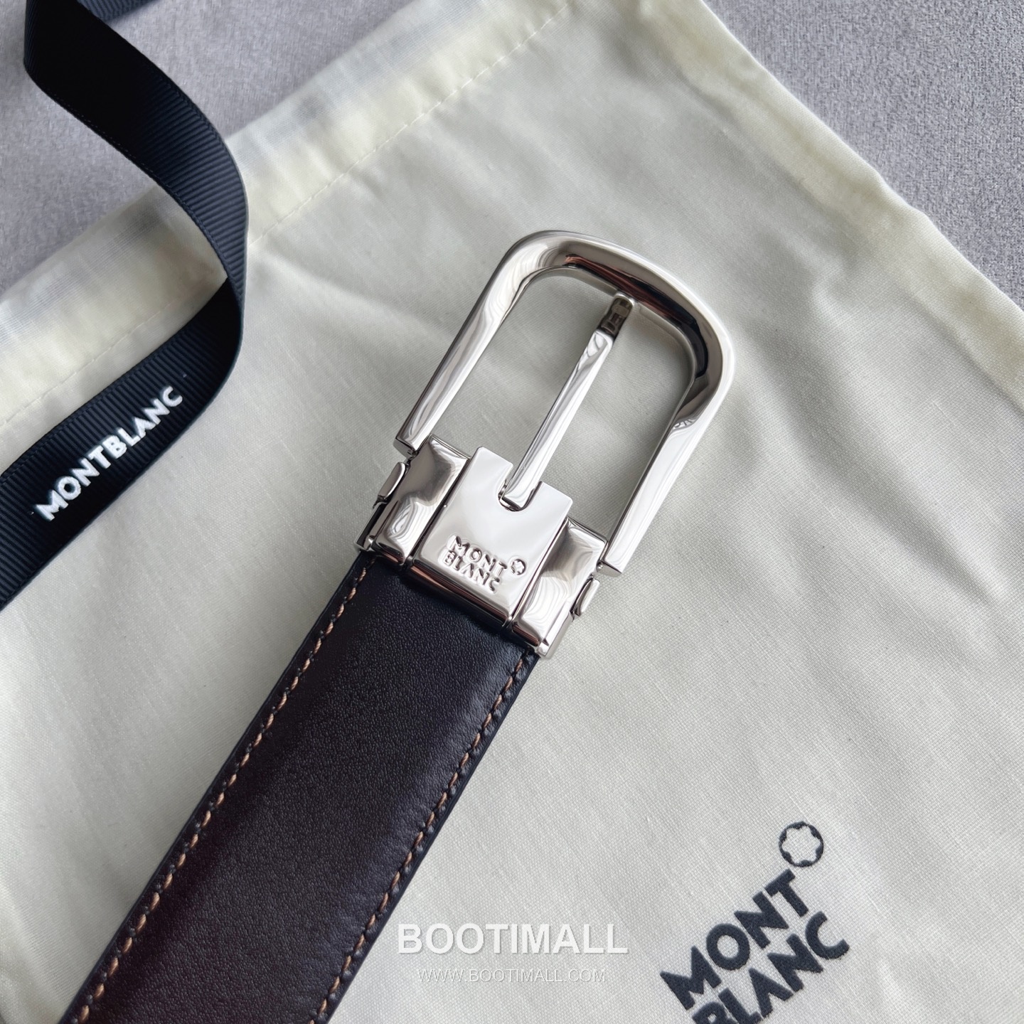 Montblanc Calfskin Grained Smooth Leather Reversible Belt with Star Logo Pin Buckle Palladium 몽블랑 카프스킨 그레인 스무스 레더 리버서블 벨트 스타 로고 핀 버클 황동 베이스 팔라듐 피니시 MB131188 3.5cm 4