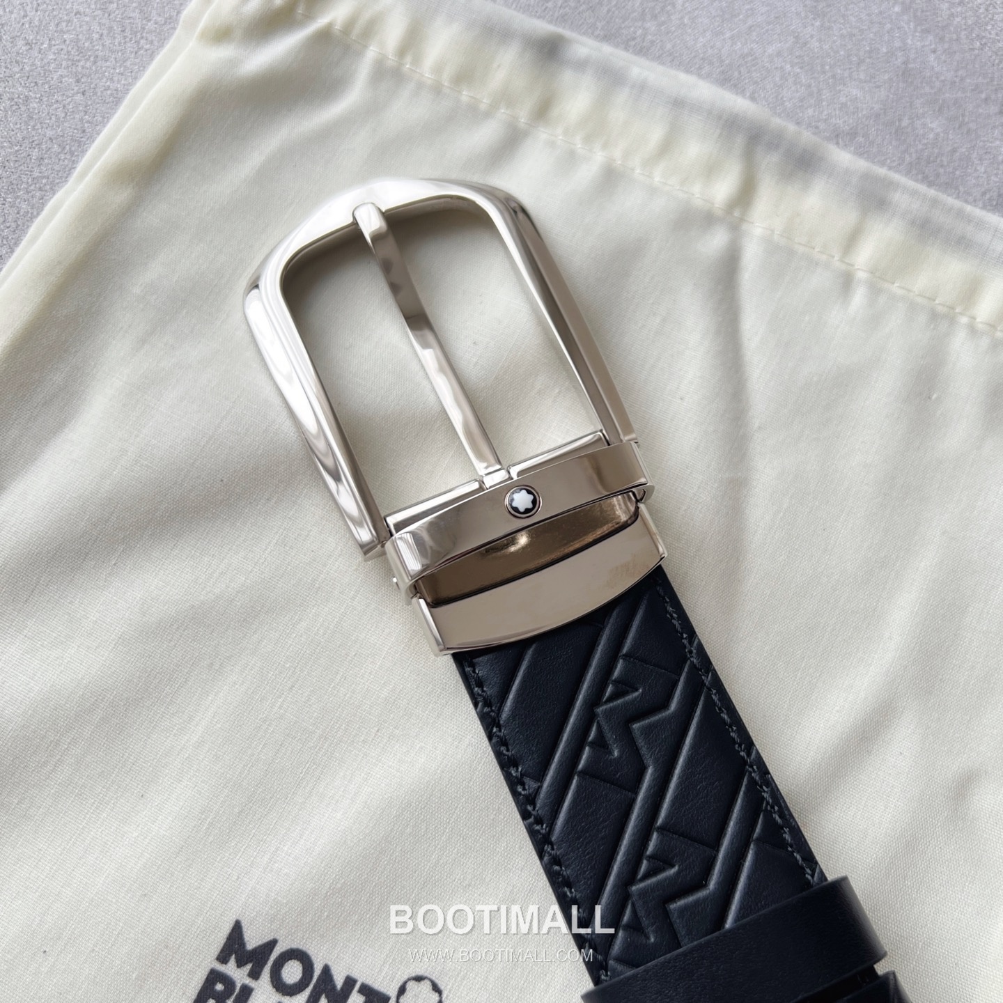 Montblanc Calfskin Grained Smooth Leather Reversible Belt with Star Logo Pin Buckle Palladium 몽블랑 카프스킨 그레인 스무스 레더 리버서블 벨트 스타 로고 핀 버클 황동 베이스 팔라듐 피니시 MB131188 3.5cm 3