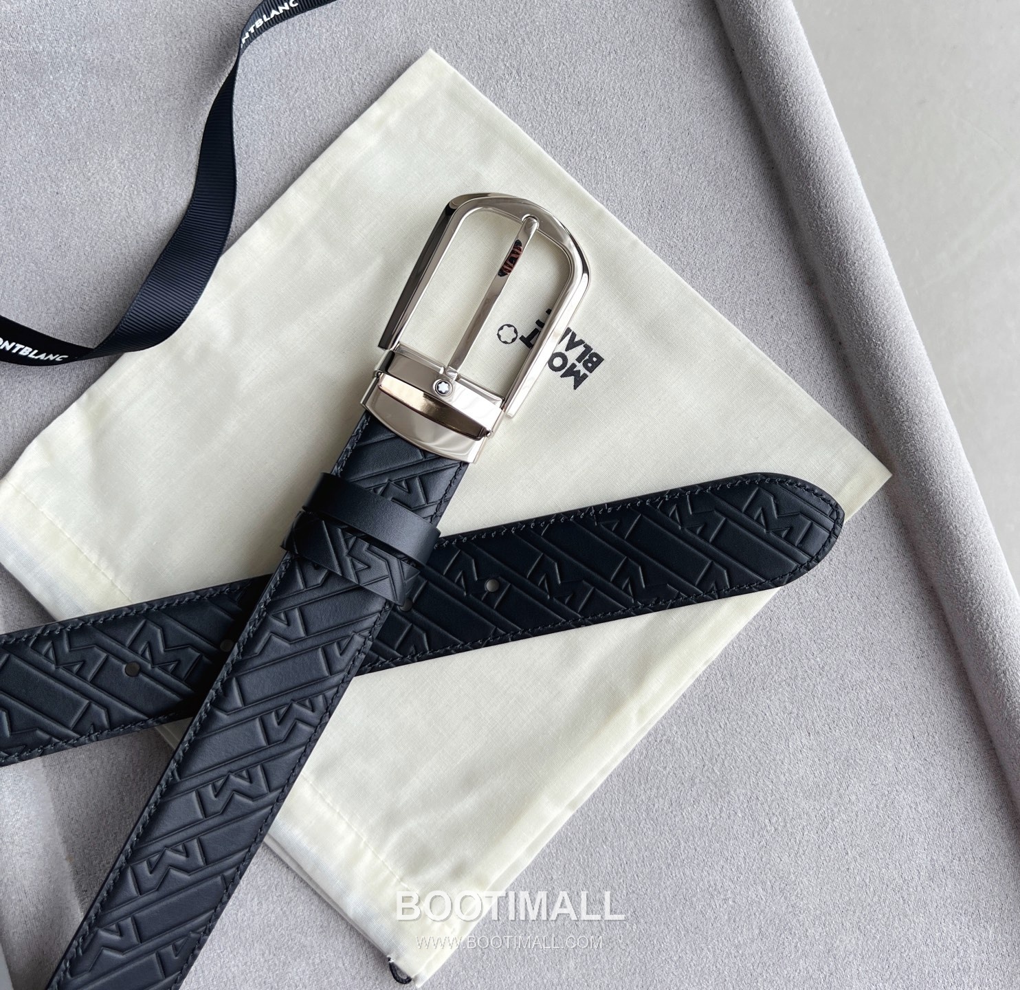 Montblanc Calfskin Grained Smooth Leather Reversible Belt with Star Logo Pin Buckle Palladium 몽블랑 카프스킨 그레인 스무스 레더 리버서블 벨트 스타 로고 핀 버클 황동 베이스 팔라듐 피니시 MB131188 3.5cm 7