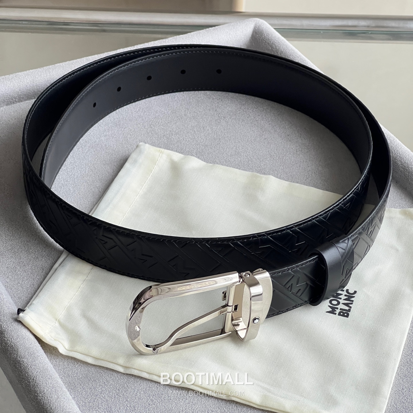 Montblanc Calfskin Grained Smooth Leather Reversible Belt with Star Logo Pin Buckle Palladium 몽블랑 카프스킨 그레인 스무스 레더 리버서블 벨트 스타 로고 핀 버클 황동 베이스 팔라듐 피니시 MB131188 3.5cm 8