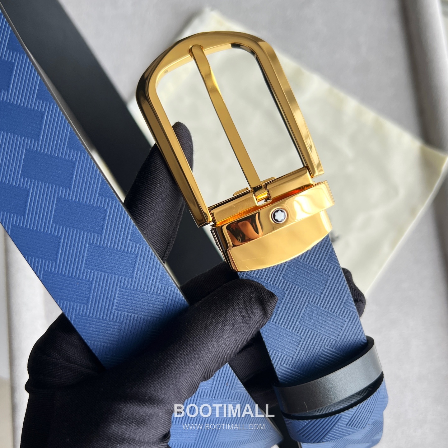 Montblanc Calfskin Grained Smooth Leather Reversible Belt with Star Logo Pin Buckle Palladium 몽블랑 카프스킨 그레인 스무스 레더 리버서블 벨트 스타 로고 핀 버클 황동 베이스 팔라듐 피니시 MB131188 3.5cm 6