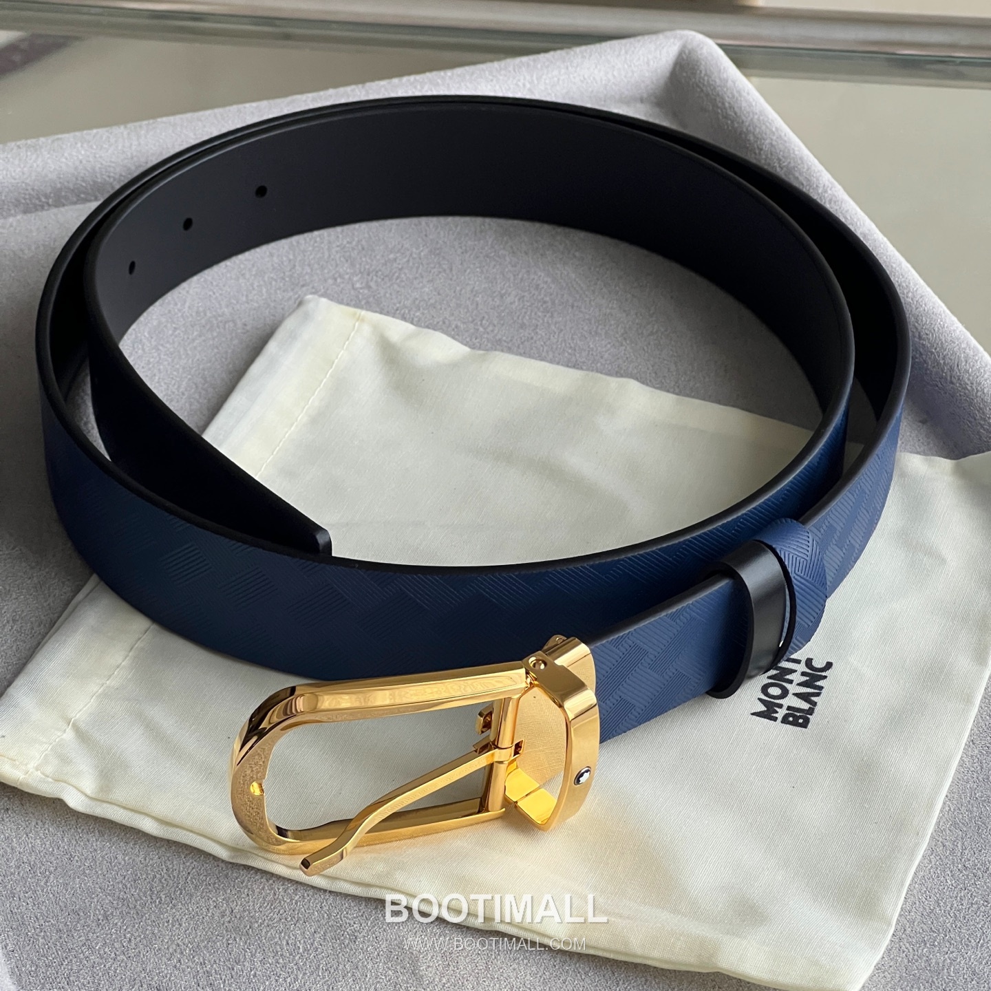 Montblanc Calfskin Grained Smooth Leather Reversible Belt with Star Logo Pin Buckle Palladium 몽블랑 카프스킨 그레인 스무스 레더 리버서블 벨트 스타 로고 핀 버클 황동 베이스 팔라듐 피니시 MB131188 3.5cm 9