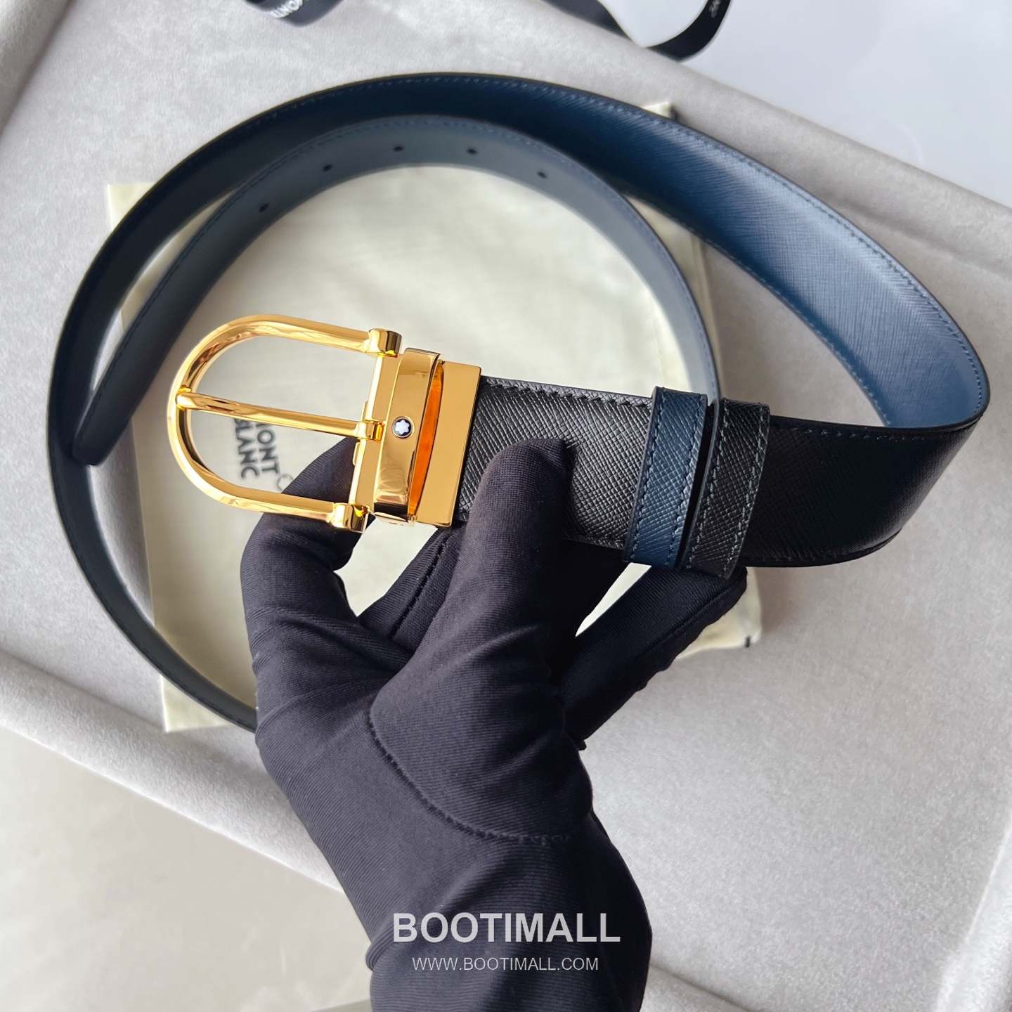 Montblanc Calfskin Grained Smooth Leather Reversible Belt with Star Logo Pin Buckle Palladium 몽블랑 카프스킨 그레인 스무스 레더 리버서블 벨트 스타 로고 핀 버클 황동 베이스 팔라듐 피니시 MB131188 3.5cm 1