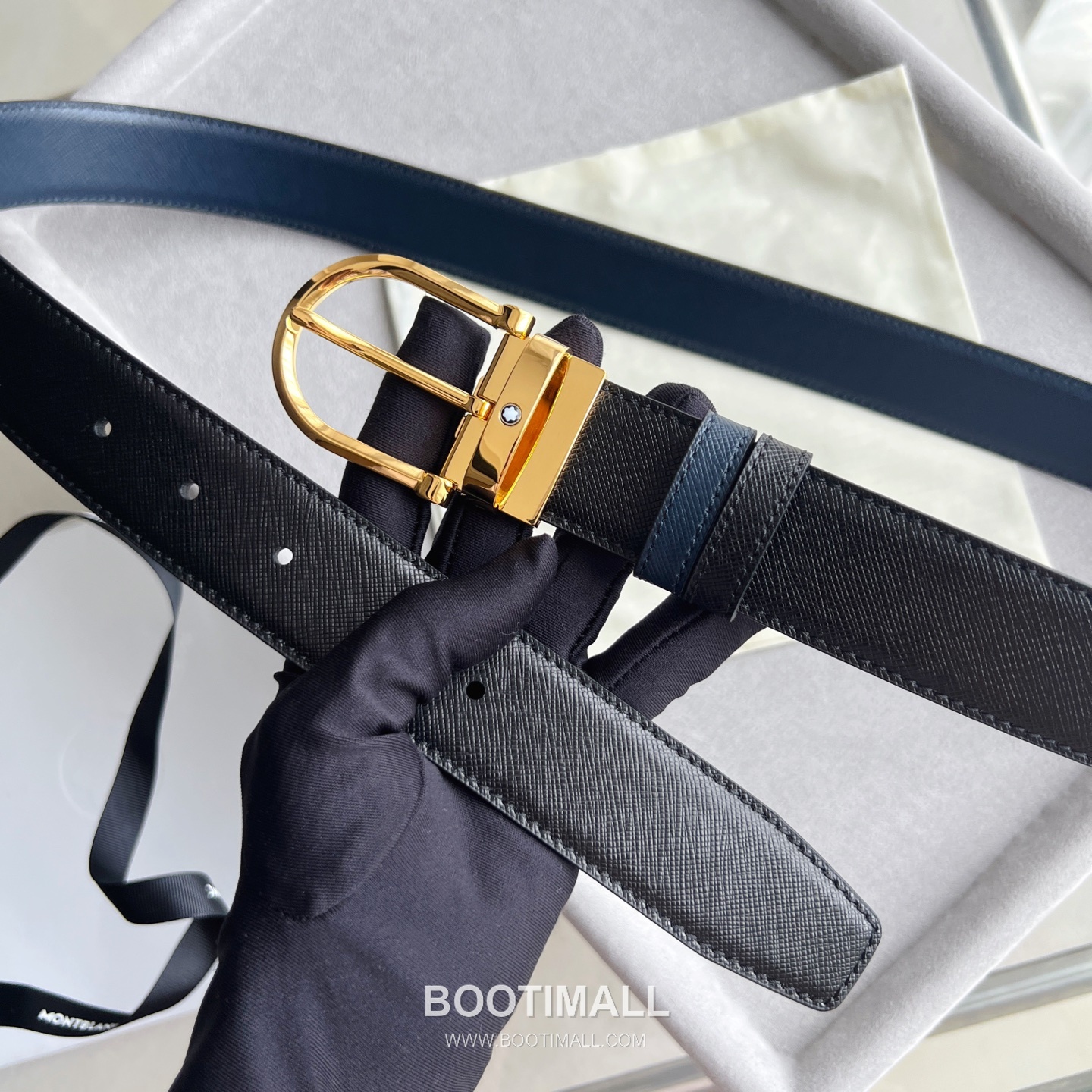 Montblanc Calfskin Grained Smooth Leather Reversible Belt with Star Logo Pin Buckle Palladium 몽블랑 카프스킨 그레인 스무스 레더 리버서블 벨트 스타 로고 핀 버클 황동 베이스 팔라듐 피니시 MB131188 3.5cm 8