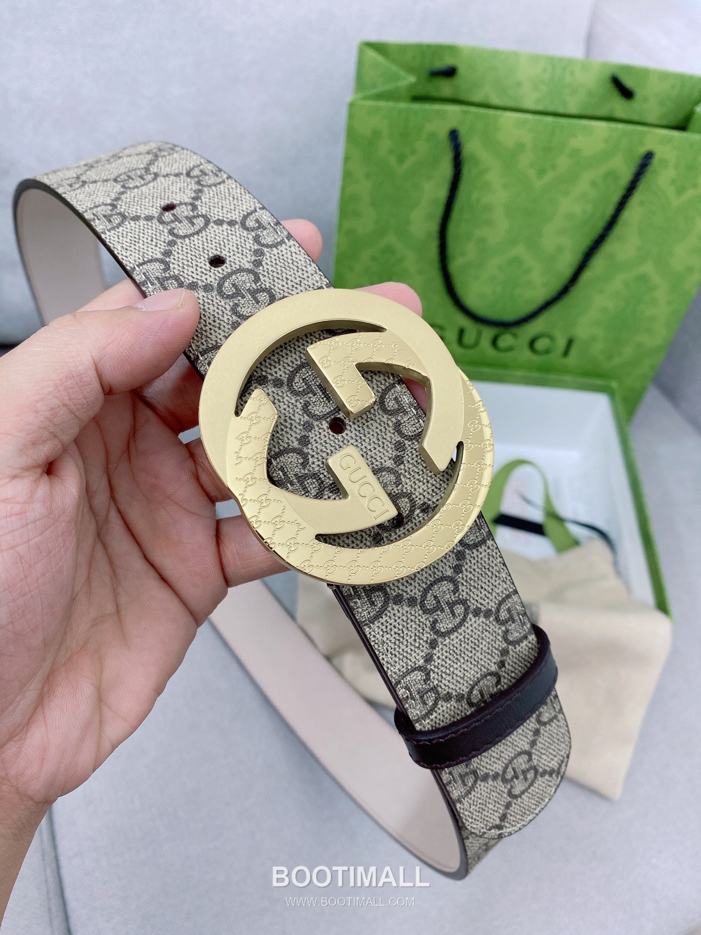 Gucci Calfskin Leather Belt with GG Logo Buckle Palladium 구찌 카프스킨 레더 벨트 GG 로고 버클 황동 베이스 팔라듐 피니시 4.0cm 3