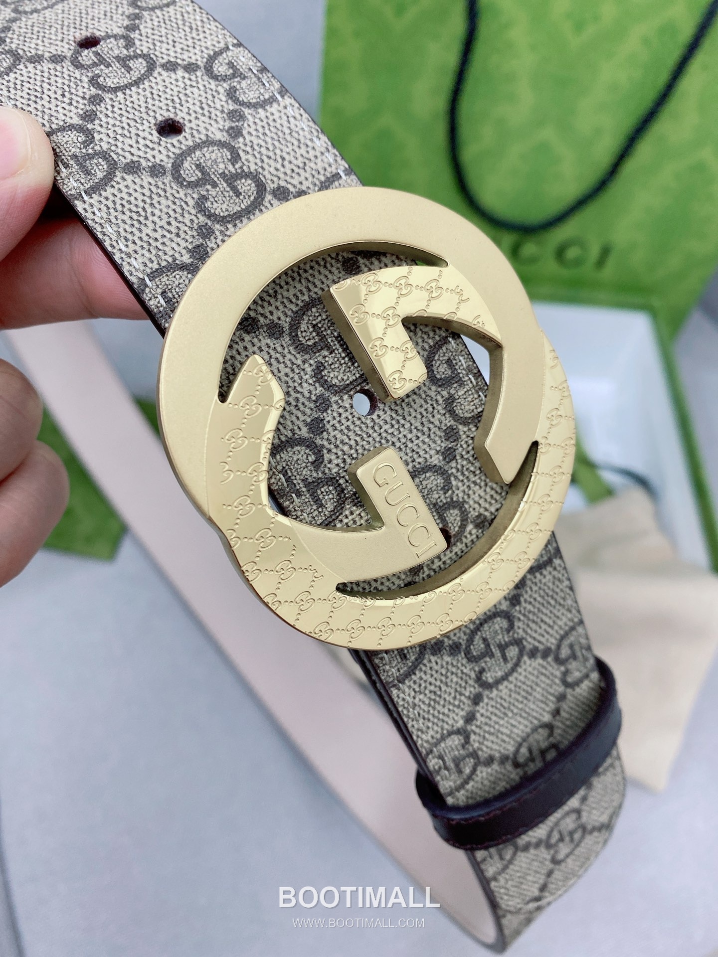 Gucci Calfskin Leather Belt with GG Logo Buckle Palladium 구찌 카프스킨 레더 벨트 GG 로고 버클 황동 베이스 팔라듐 피니시 4.0cm 4