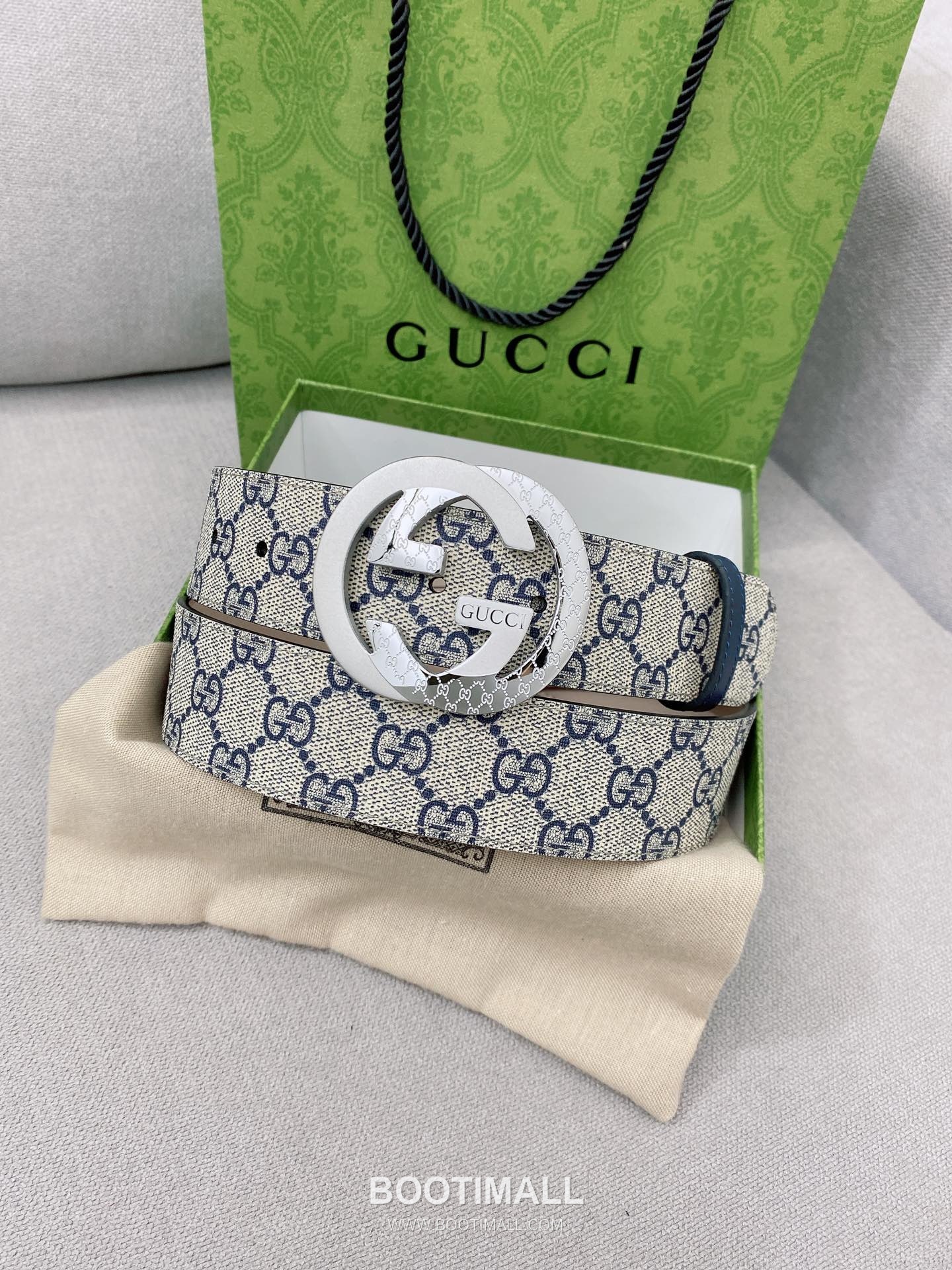 Gucci Calfskin Leather Belt with GG Logo Buckle Palladium 구찌 카프스킨 레더 벨트 GG 로고 버클 황동 베이스 팔라듐 피니시 4.0cm 1