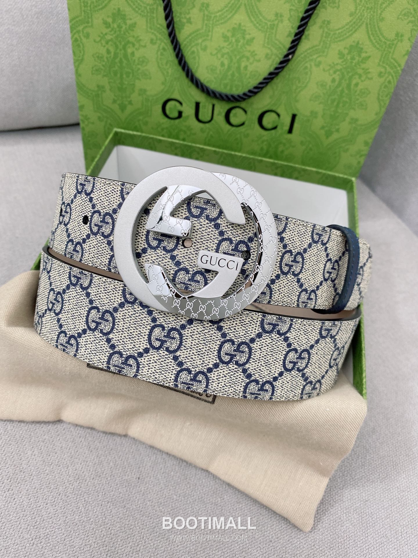Gucci Calfskin Leather Belt with GG Logo Buckle Palladium 구찌 카프스킨 레더 벨트 GG 로고 버클 황동 베이스 팔라듐 피니시 4.0cm 2