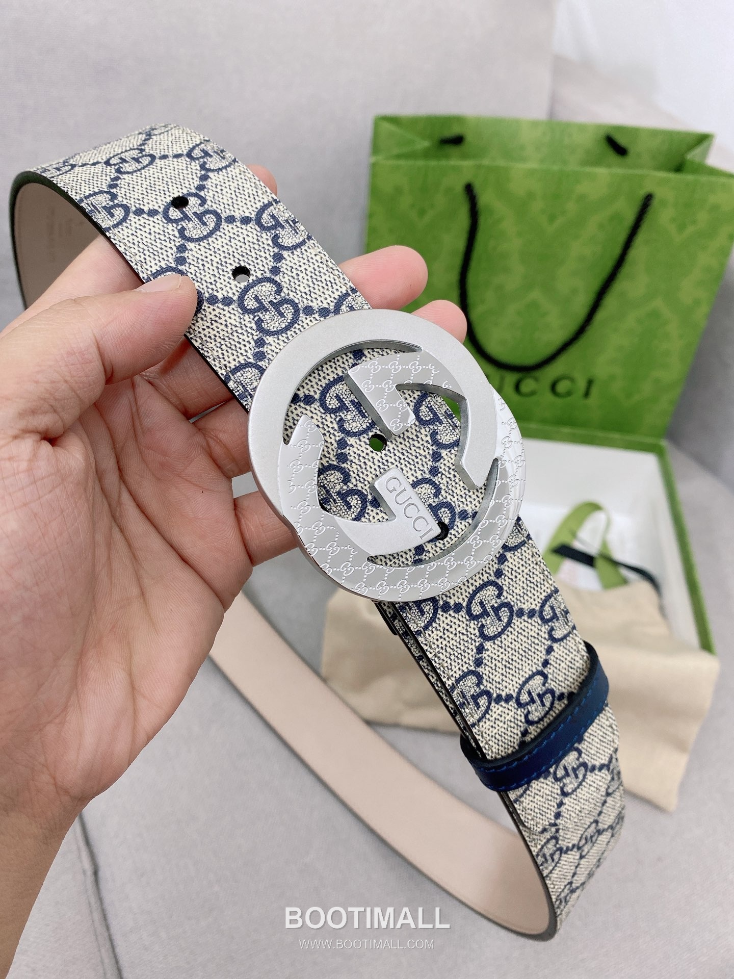 Gucci Calfskin Leather Belt with GG Logo Buckle Palladium 구찌 카프스킨 레더 벨트 GG 로고 버클 황동 베이스 팔라듐 피니시 4.0cm 3