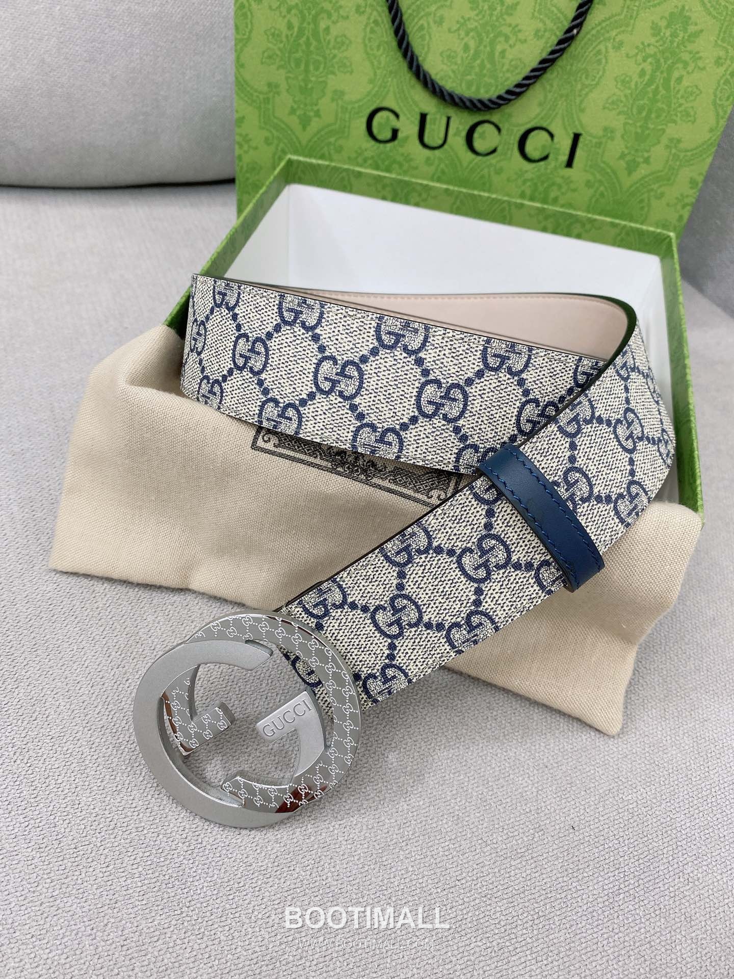 Gucci Calfskin Leather Belt with GG Logo Buckle Palladium 구찌 카프스킨 레더 벨트 GG 로고 버클 황동 베이스 팔라듐 피니시 4.0cm 5