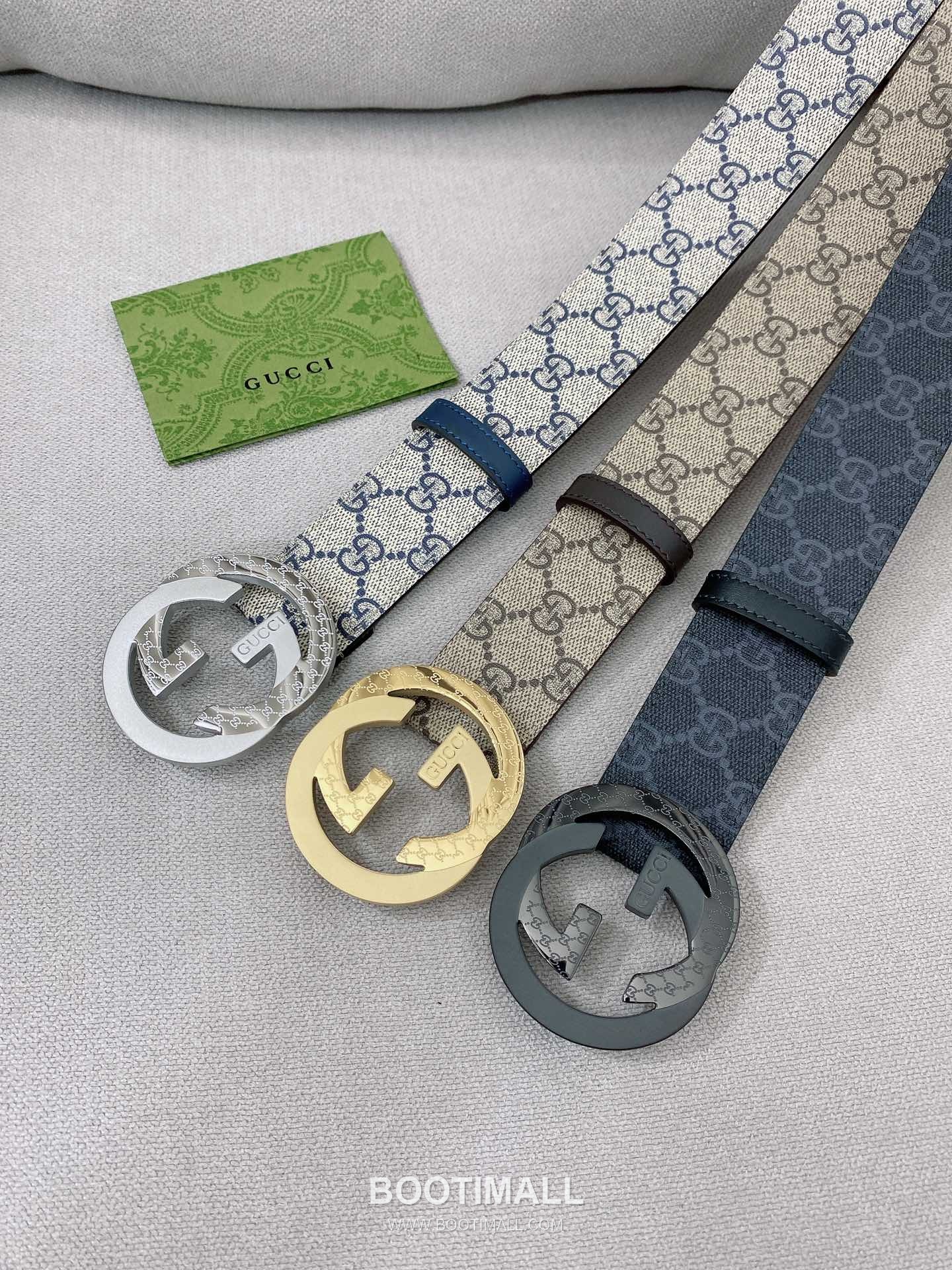 Gucci Calfskin Leather Belt with GG Logo Buckle Palladium 구찌 카프스킨 레더 벨트 GG 로고 버클 황동 베이스 팔라듐 피니시 4.0cm 9