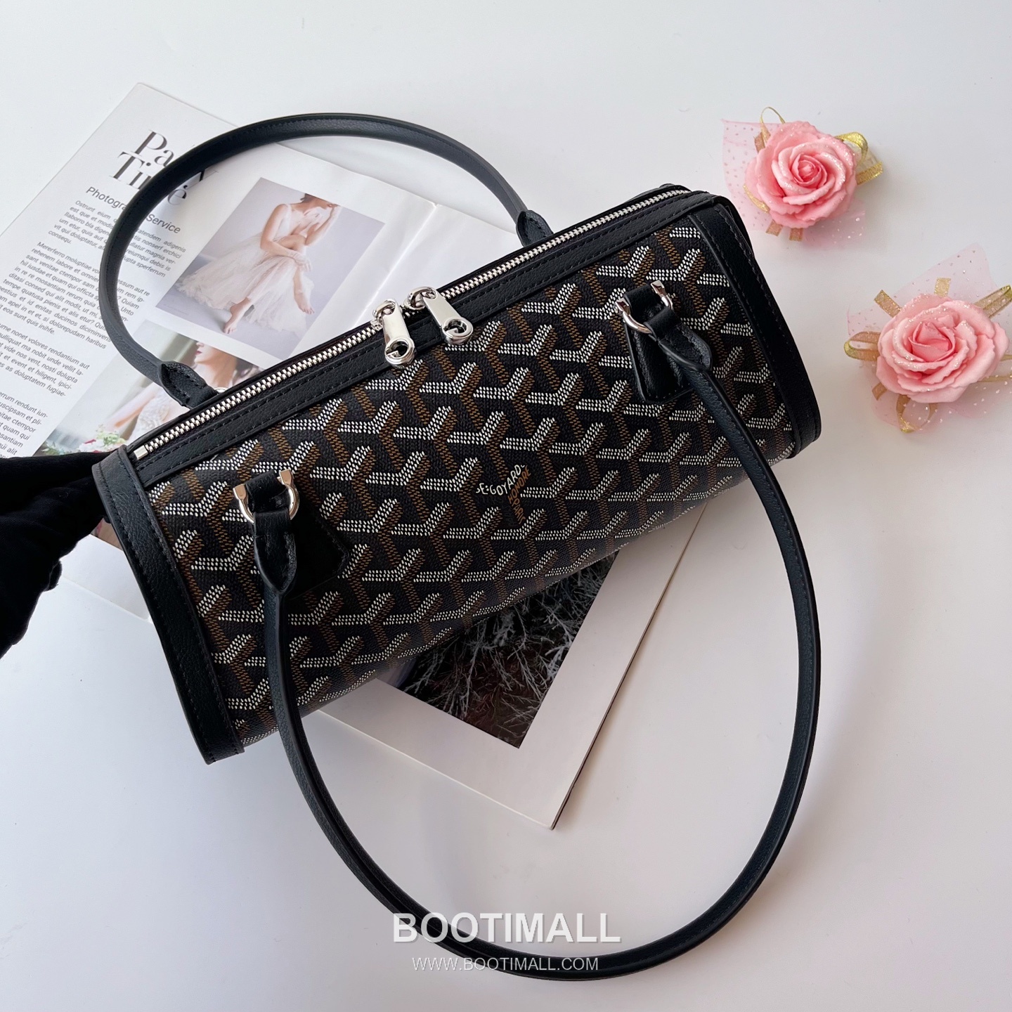 Goyard Bonbonniere Leather Baguette Shoulder Bag with Top Handle Strap 고야드 본보니에르 레더 바게트 숄더백 탑핸들 스트랩 30cm 12