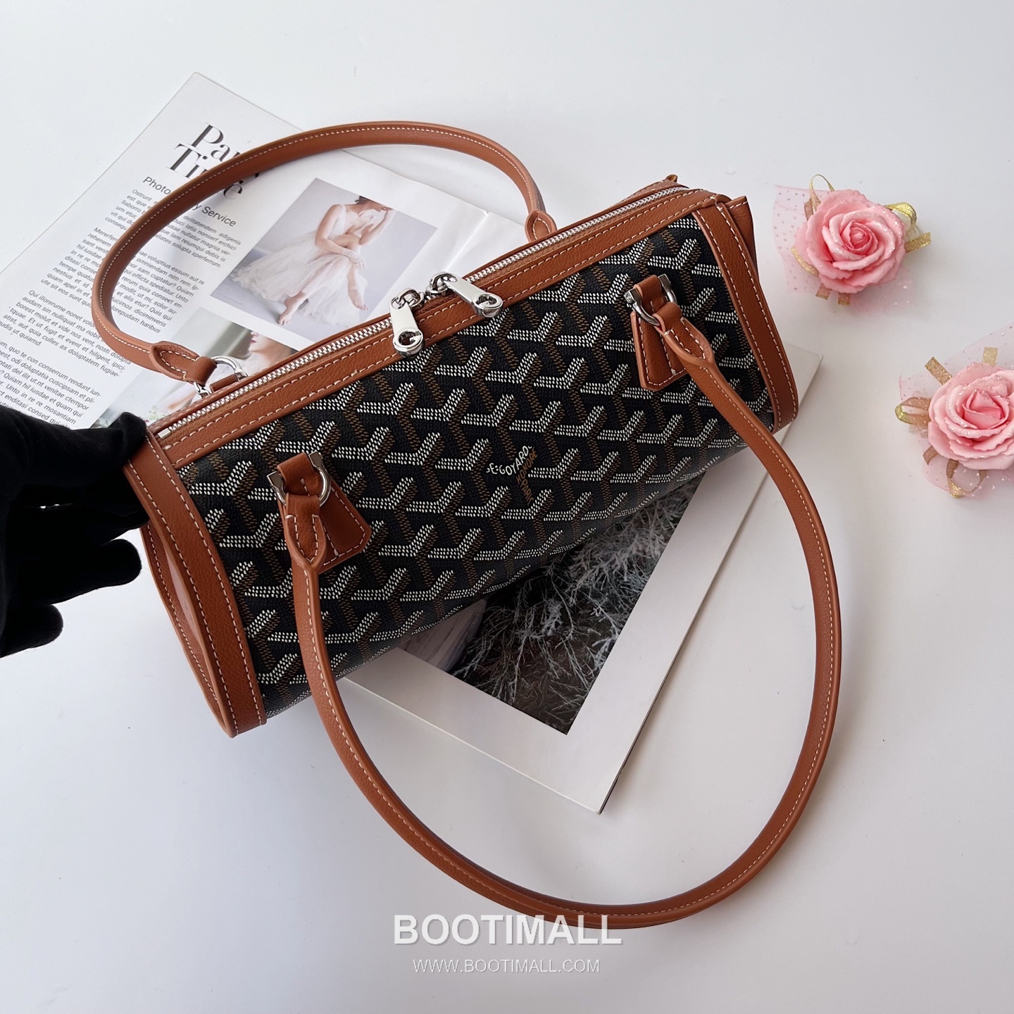 Goyard Bonbonniere Leather Baguette Shoulder Bag with Top Handle Strap 고야드 본보니에르 레더 바게트 숄더백 탑핸들 스트랩 30cm 11