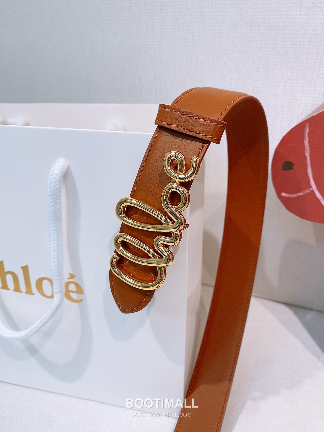 Chloé Calfskin Belt with Logo Buckle Gold-Plated 끌로에 카프스킨 벨트 로고 버클 3.0cm 2