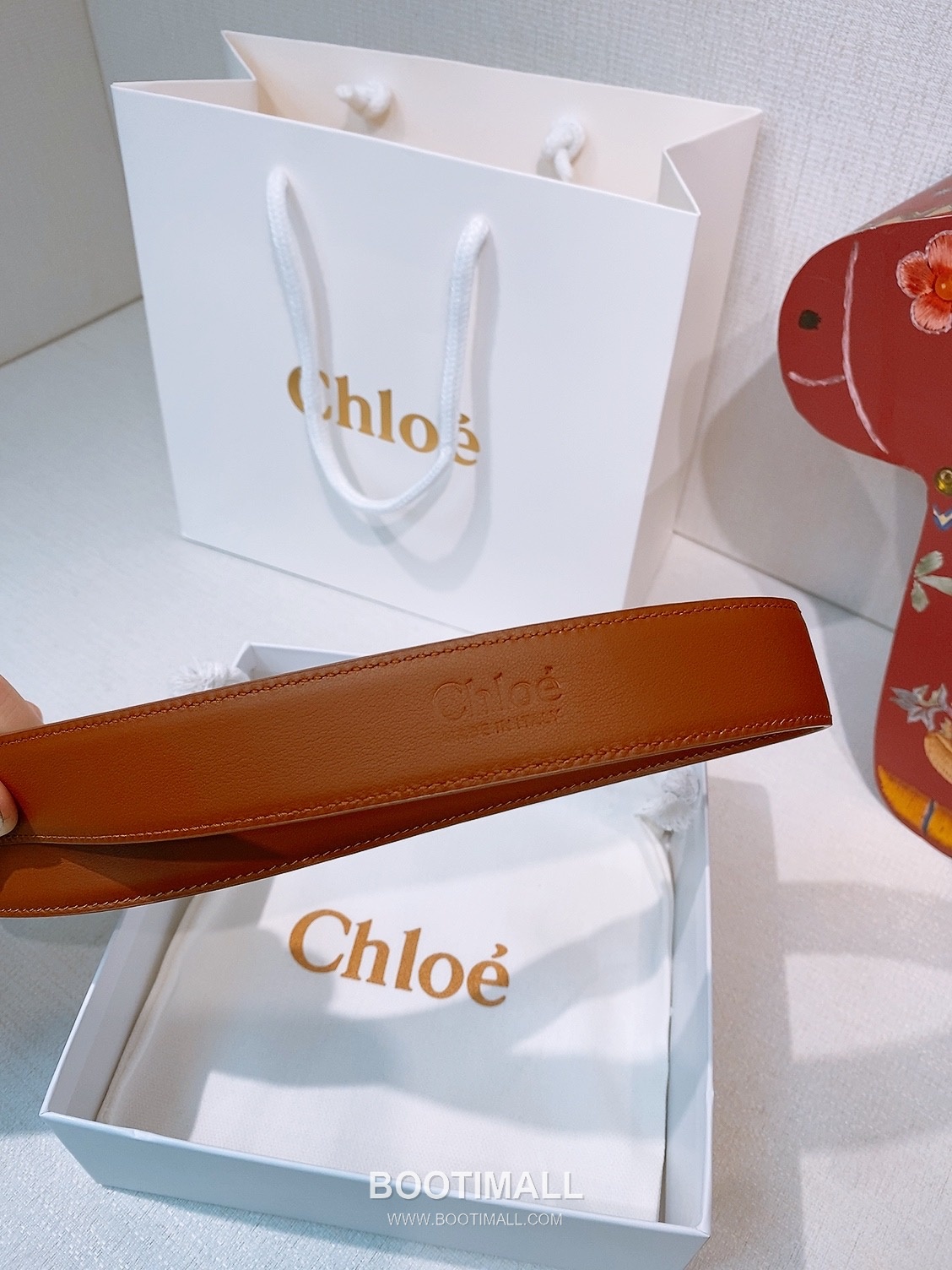 Chloé Calfskin Belt with Logo Buckle Gold-Plated 끌로에 카프스킨 벨트 로고 버클 3.0cm 5
