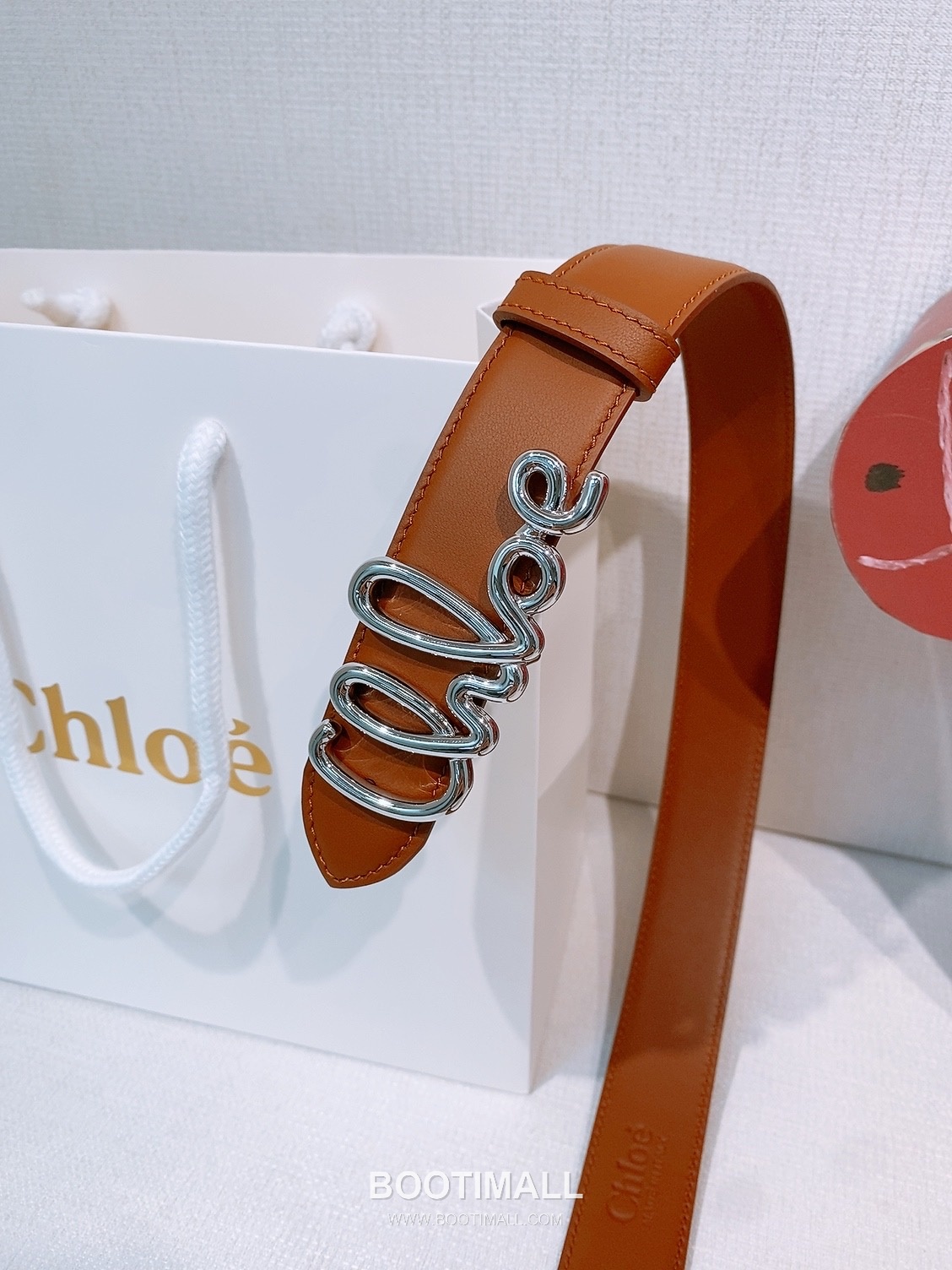 Chloé Calfskin Belt with Logo Buckle Gold-Plated 끌로에 카프스킨 벨트 로고 버클 3.0cm 2