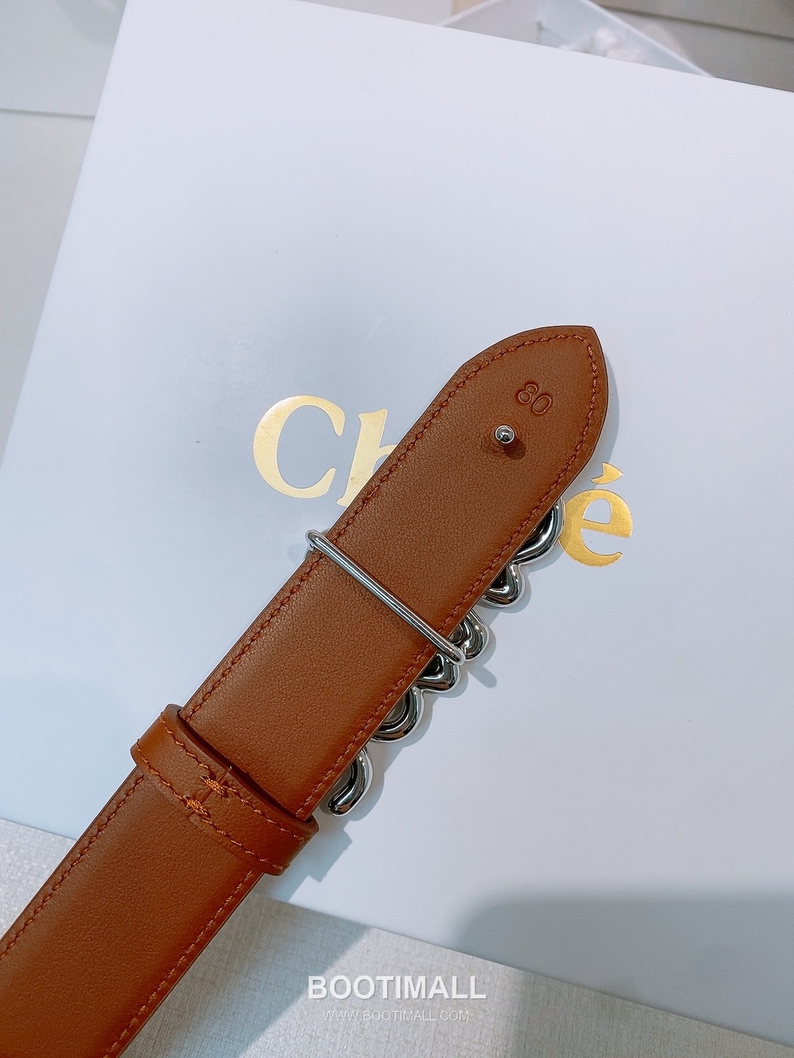 Chloé Calfskin Belt with Logo Buckle Gold-Plated 끌로에 카프스킨 벨트 로고 버클 3.0cm 4