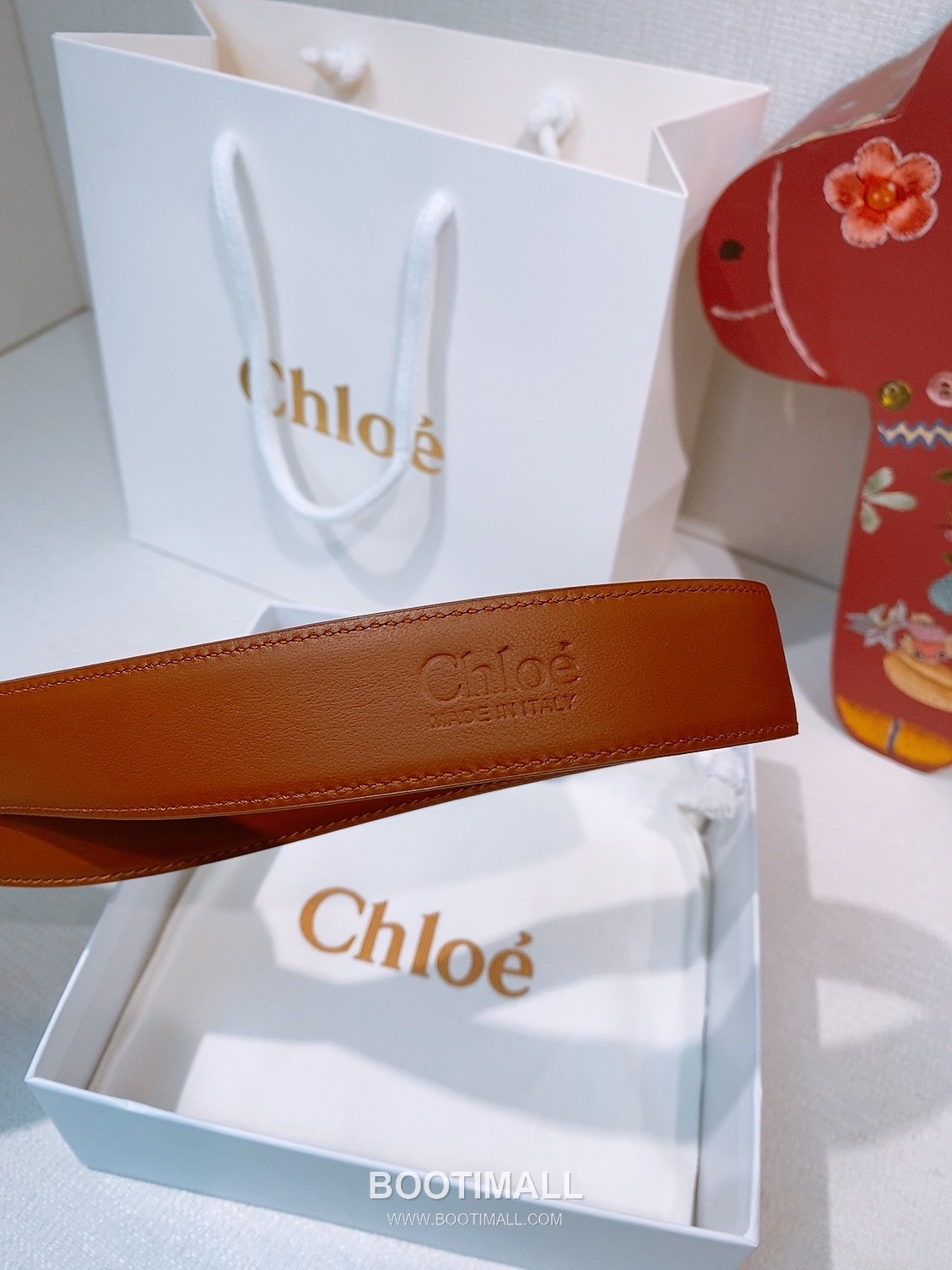 Chloé Calfskin Belt with Logo Buckle Gold-Plated 끌로에 카프스킨 벨트 로고 버클 3.0cm 5
