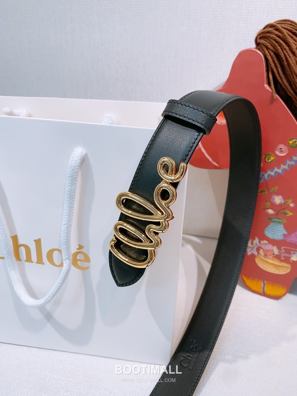 Chloé Calfskin Belt with Logo Buckle Gold-Plated 끌로에 카프스킨 벨트 로고 버클 3.0cm 2