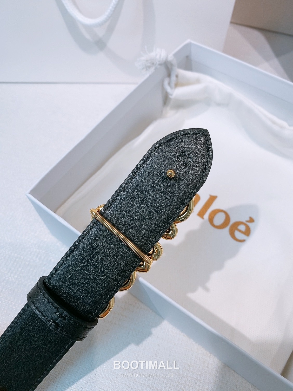 Chloé Calfskin Belt with Logo Buckle Gold-Plated 끌로에 카프스킨 벨트 로고 버클 3.0cm 4