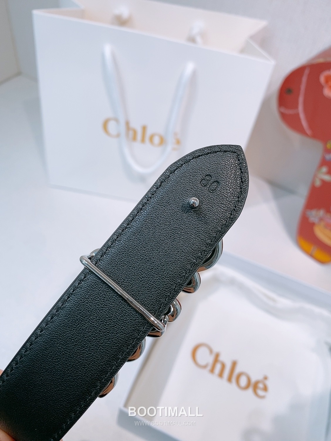 Chloé Calfskin Belt with Logo Buckle Gold-Plated 끌로에 카프스킨 벨트 로고 버클 3.0cm 4