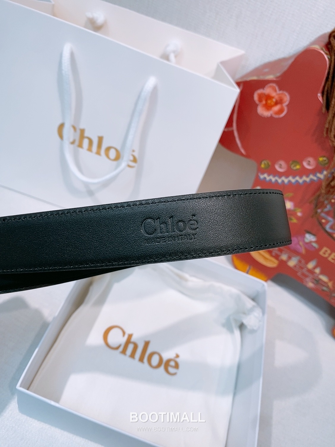 Chloé Calfskin Belt with Logo Buckle Gold-Plated 끌로에 카프스킨 벨트 로고 버클 3.0cm 5
