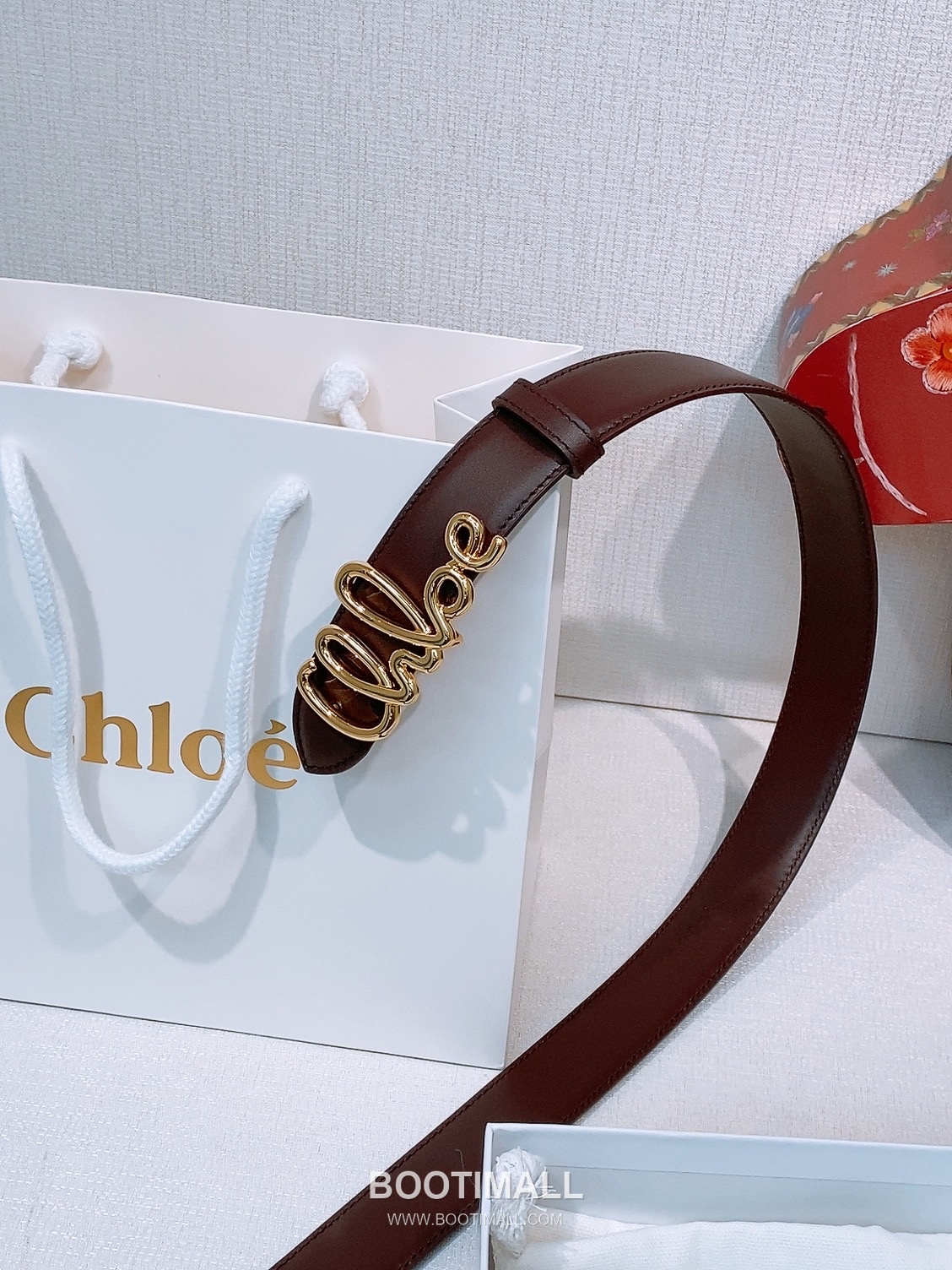 Chloé Calfskin Belt with Logo Buckle Gold-Plated 끌로에 카프스킨 벨트 로고 버클 3.0cm 2
